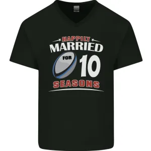10 Year Wedding Anniversary 10th Rugby Mens V-Neck Cotton T-Shirt