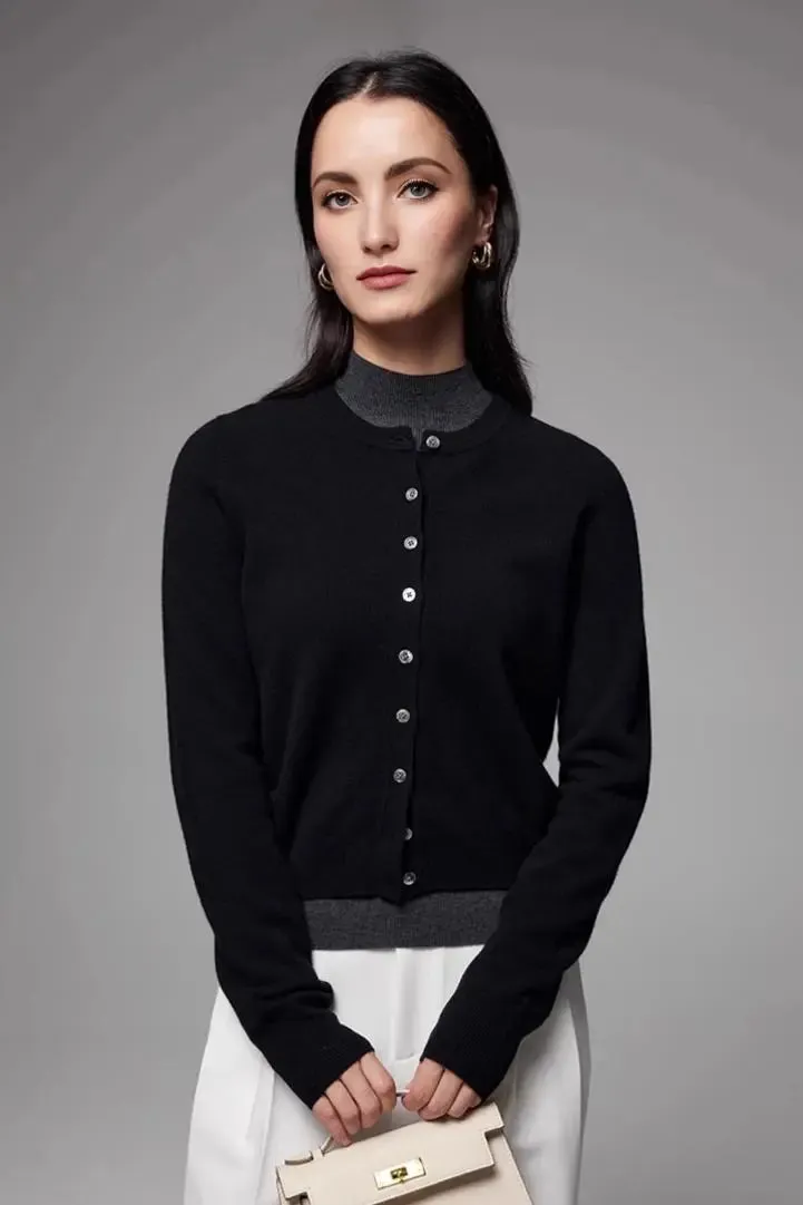 100 Merino Wool Crewneck Cardigan