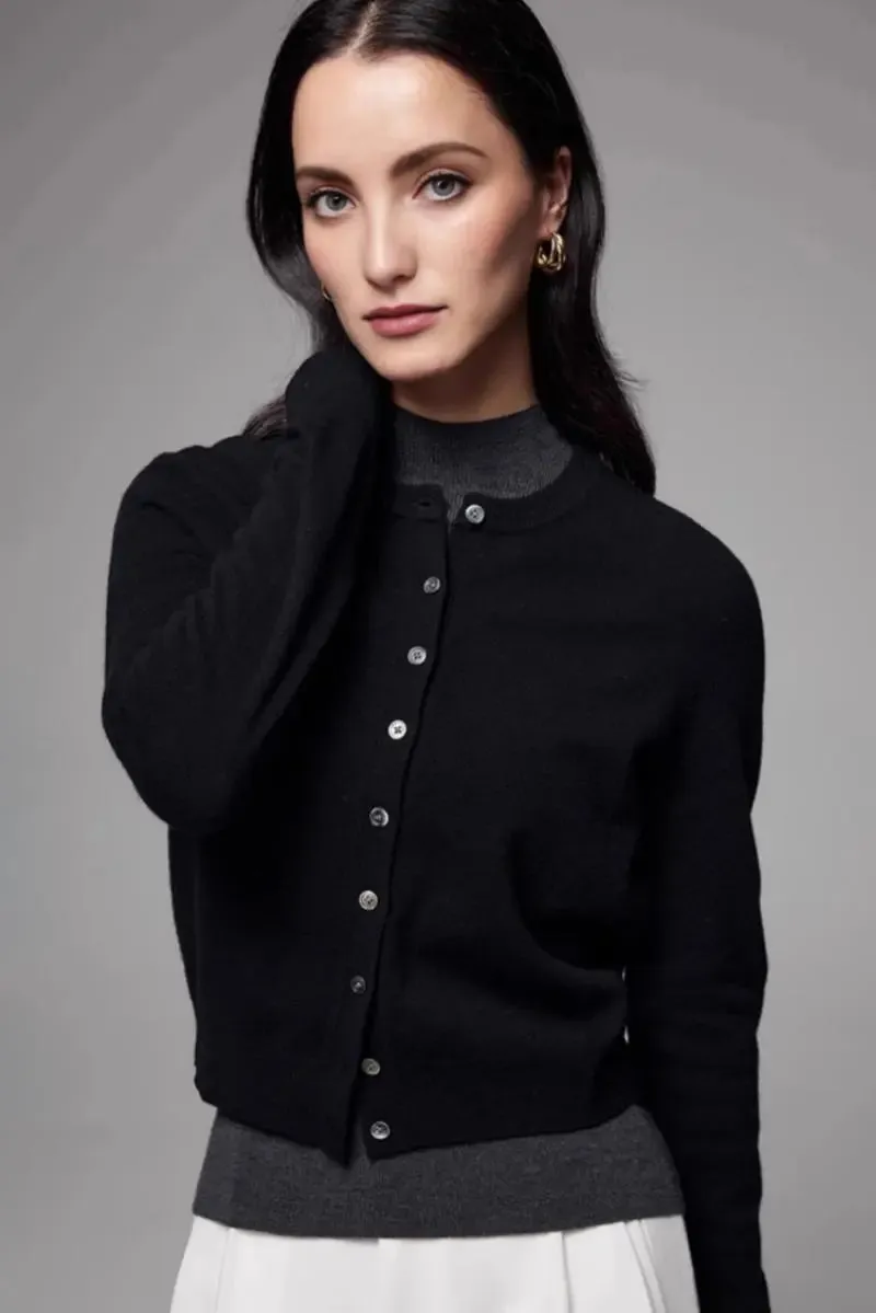 100 Merino Wool Crewneck Cardigan