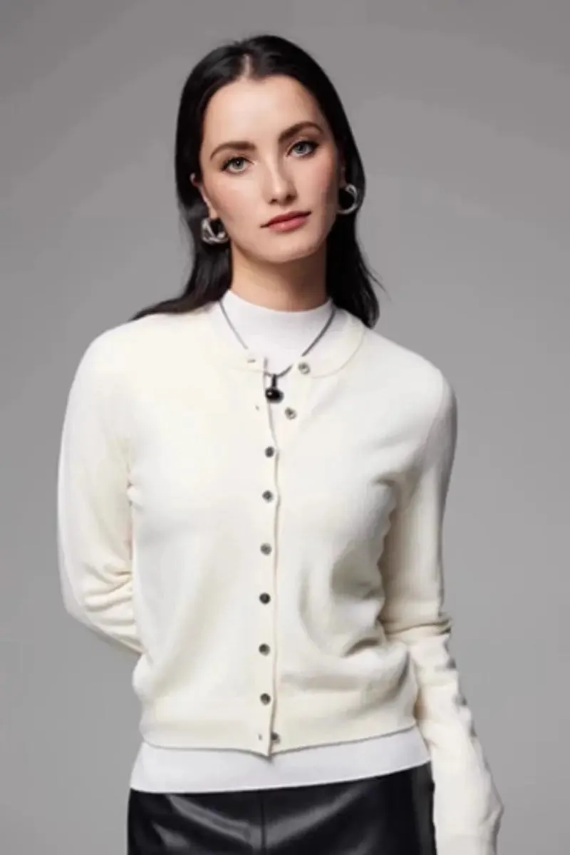 100 Merino Wool Crewneck Cardigan