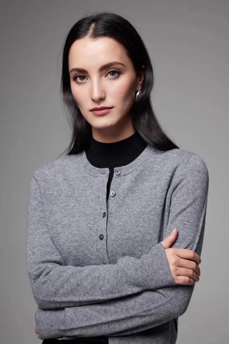 100 Merino Wool Crewneck Cardigan