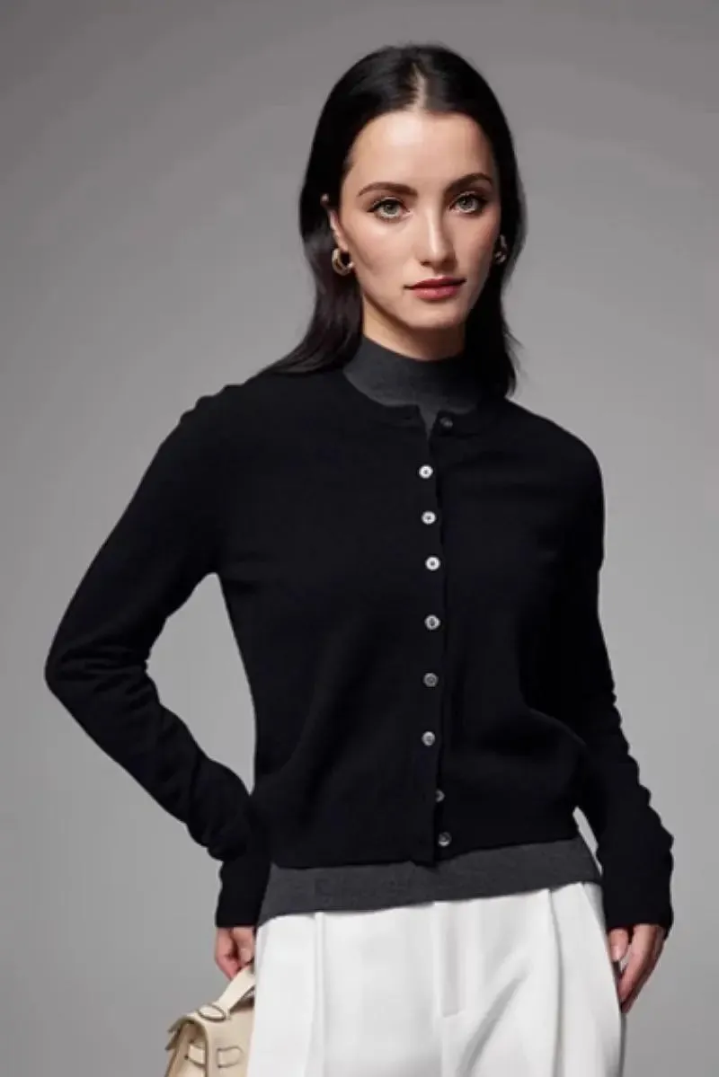 100 Merino Wool Crewneck Cardigan