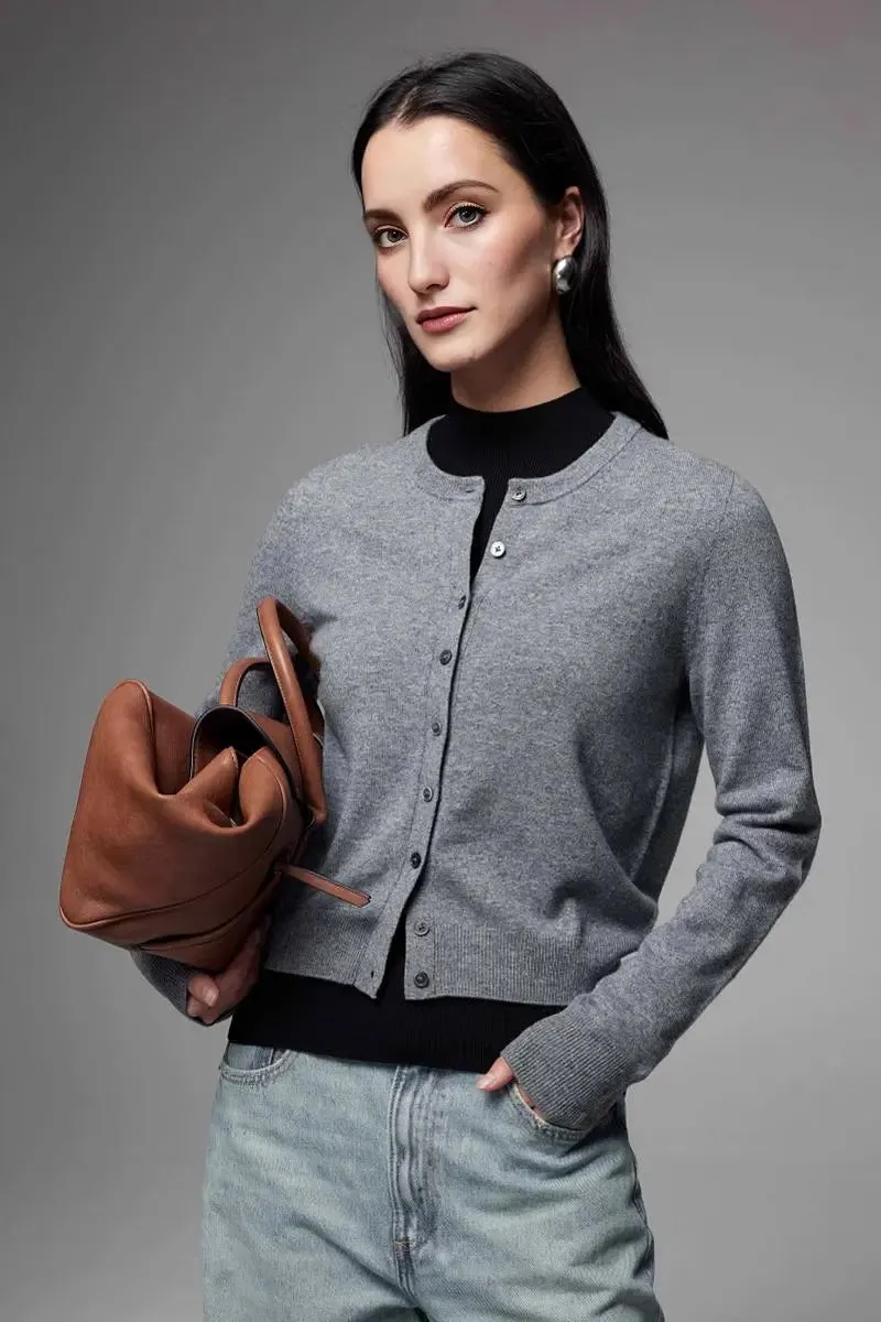 100 Merino Wool Crewneck Cardigan
