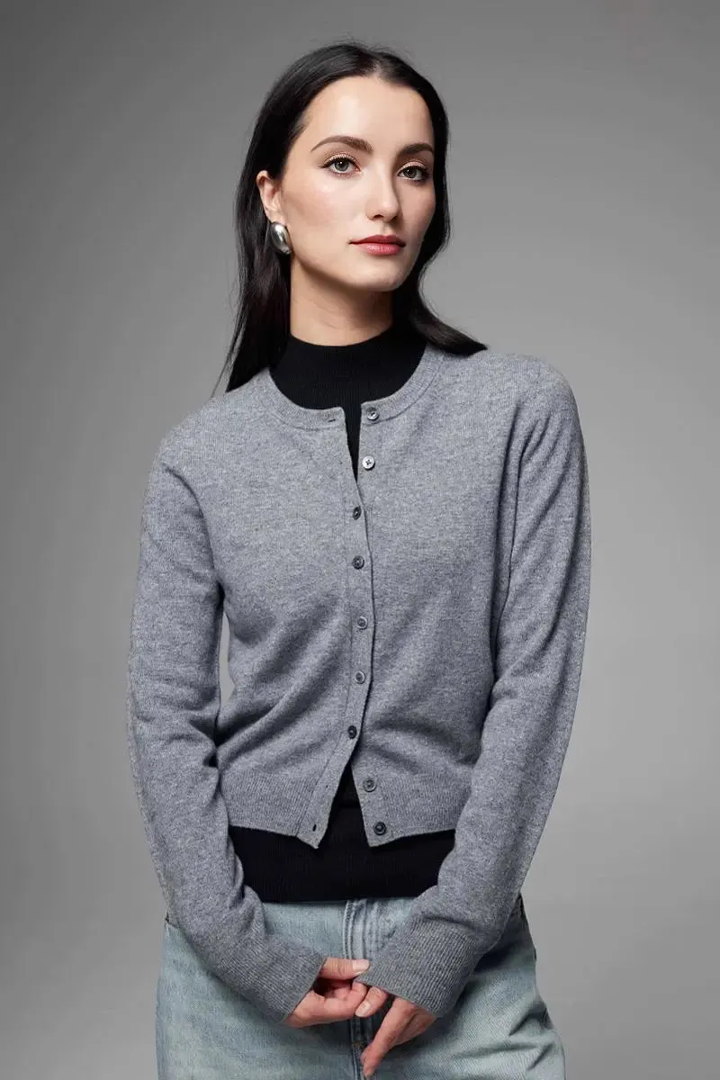 100 Merino Wool Crewneck Cardigan