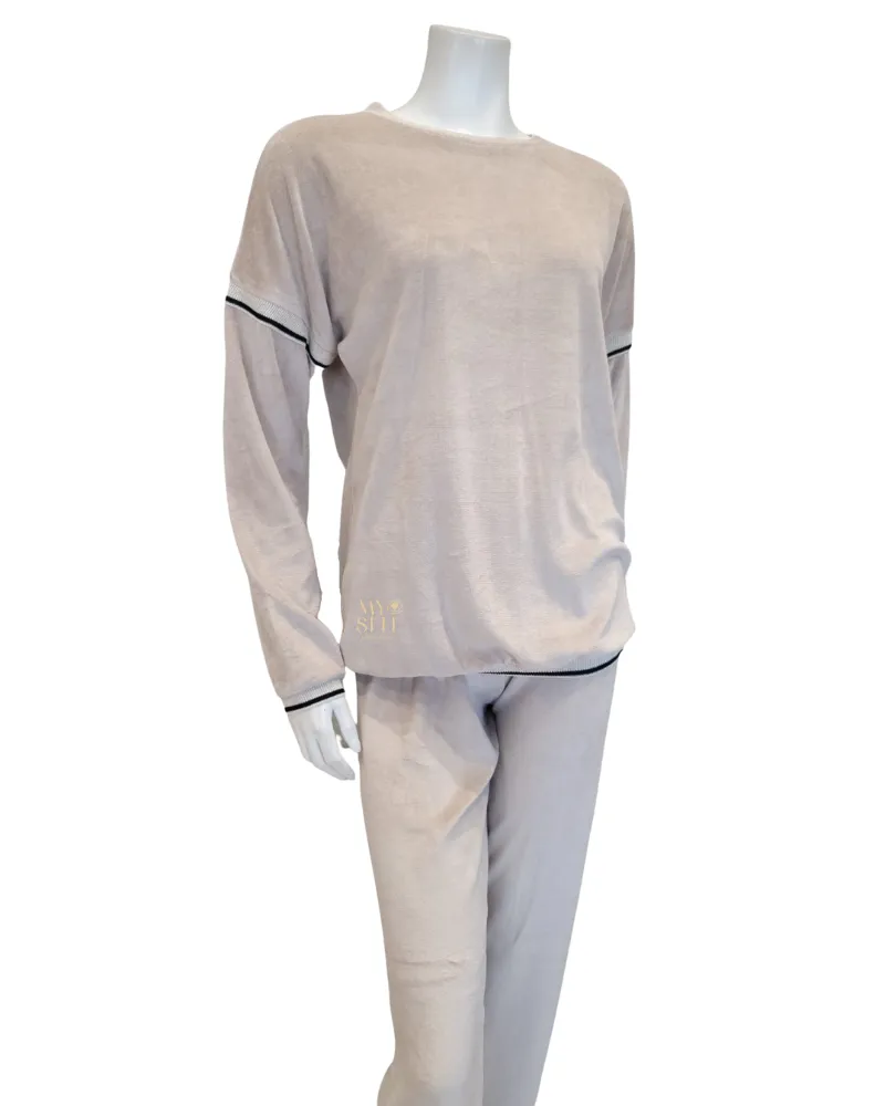 22533 Oatmeal Plush Cotton Velour Lounge Pajamas Set