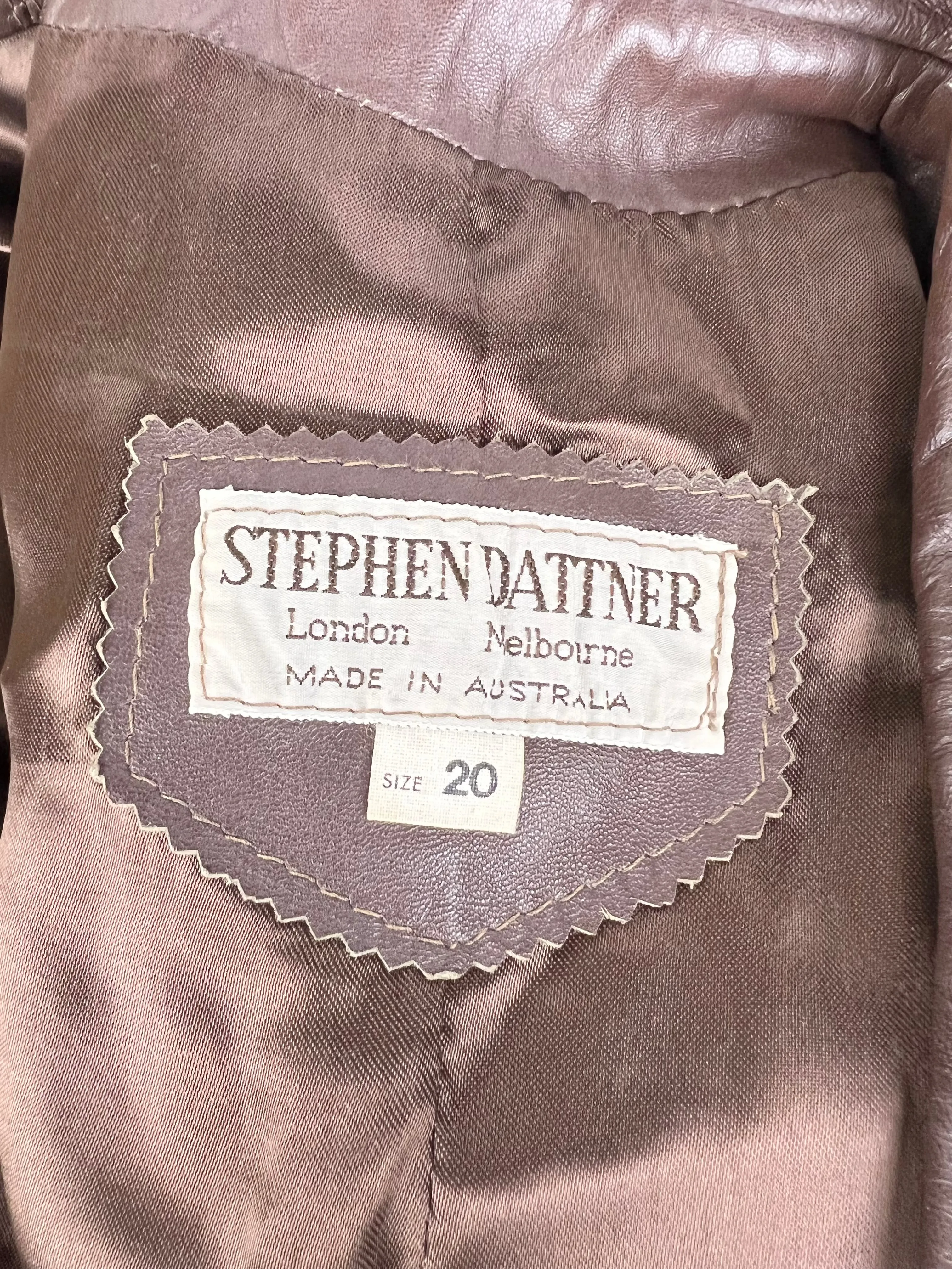 70s Brown Leather Belted Midi Coat - AU12