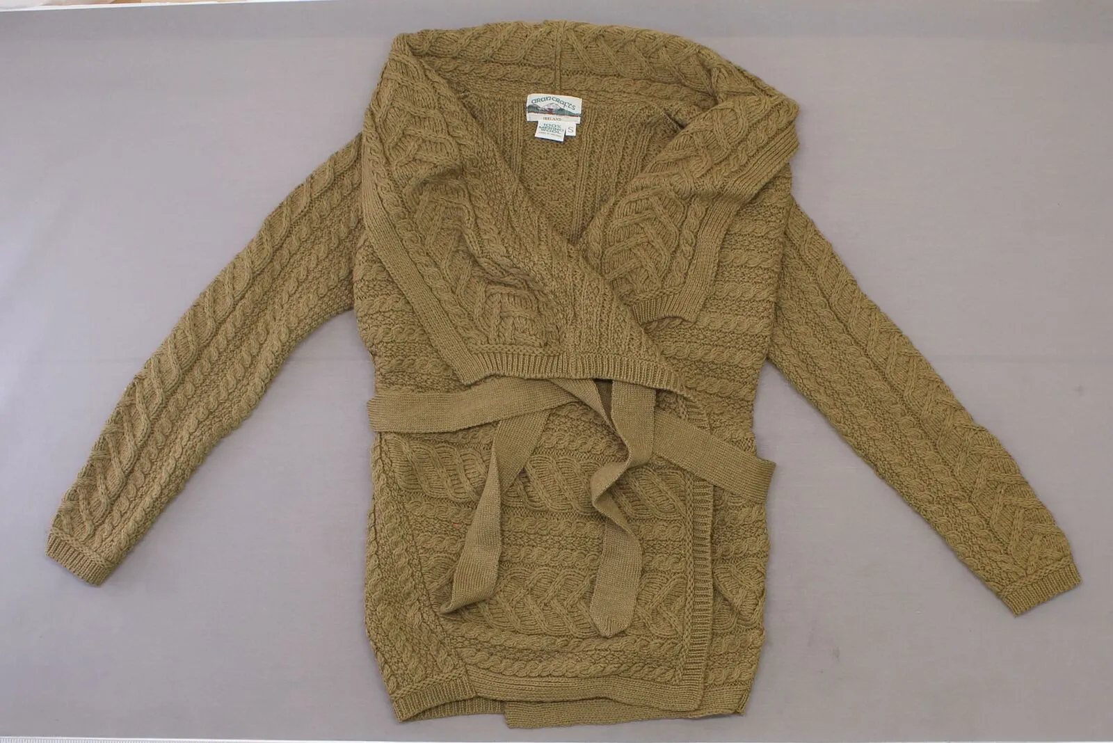 Aran Craft Women's Merino Wool Cardigan with Waterfall Neckline. A290440