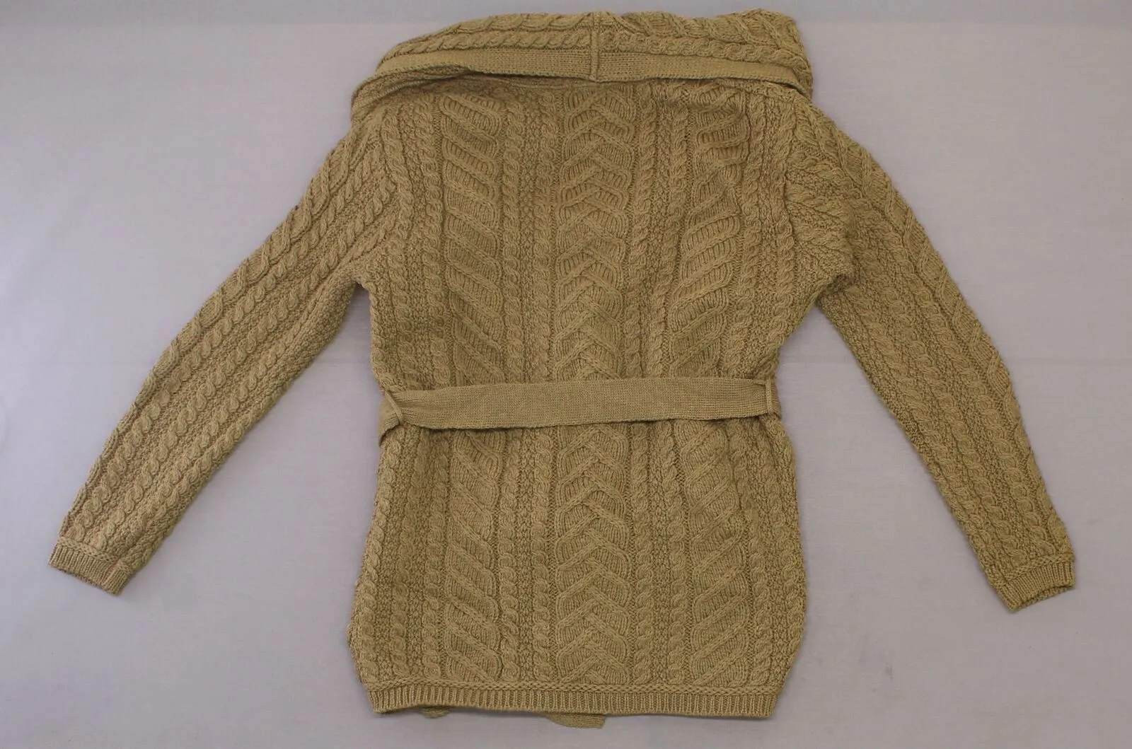 Aran Craft Women's Merino Wool Cardigan with Waterfall Neckline. A290440