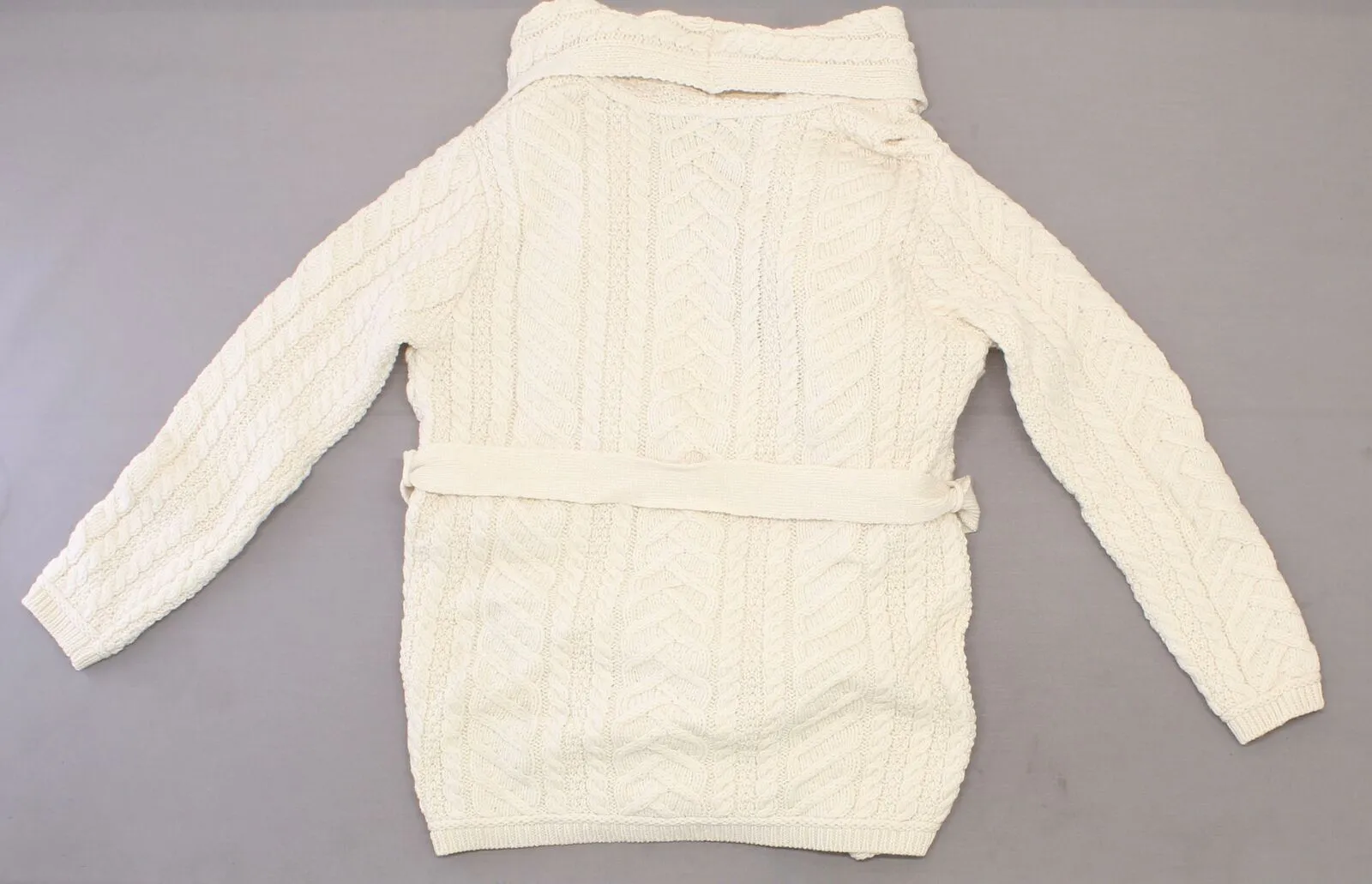 Aran Craft Women's Merino Wool Cardigan with Waterfall Neckline. A290440