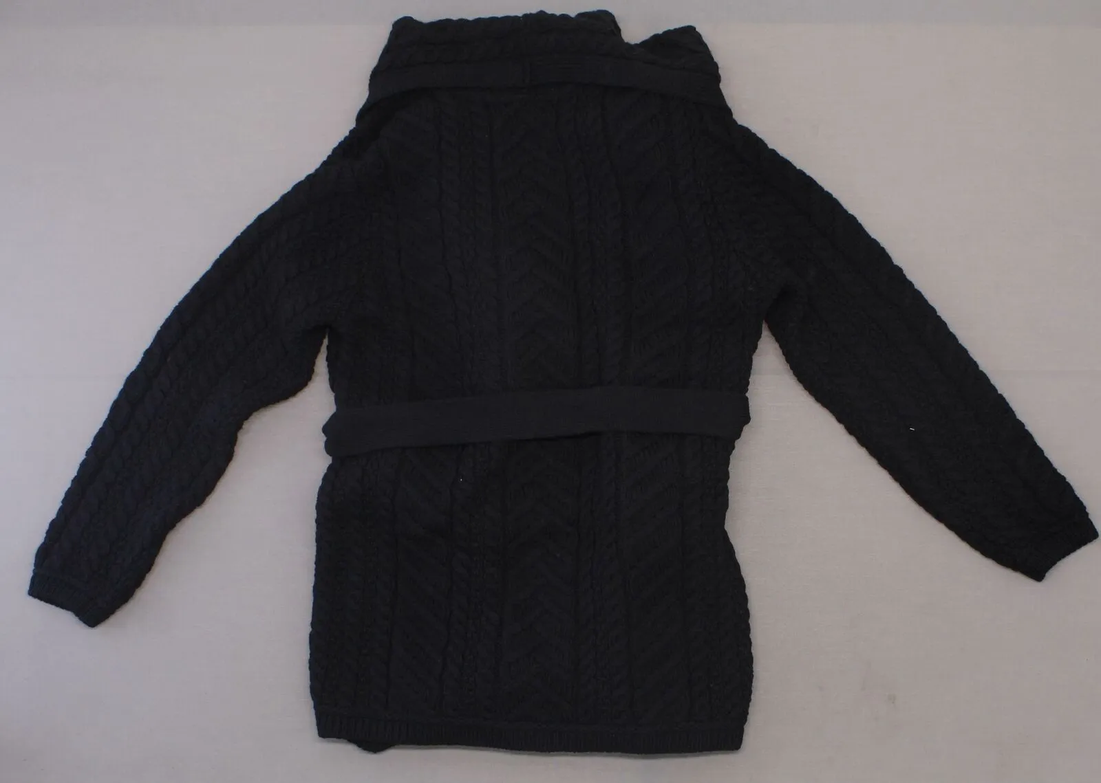 Aran Craft Women's Merino Wool Cardigan with Waterfall Neckline. A290440