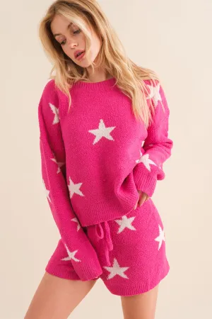 Aubrey Pink Soft Star Print Lounge Set