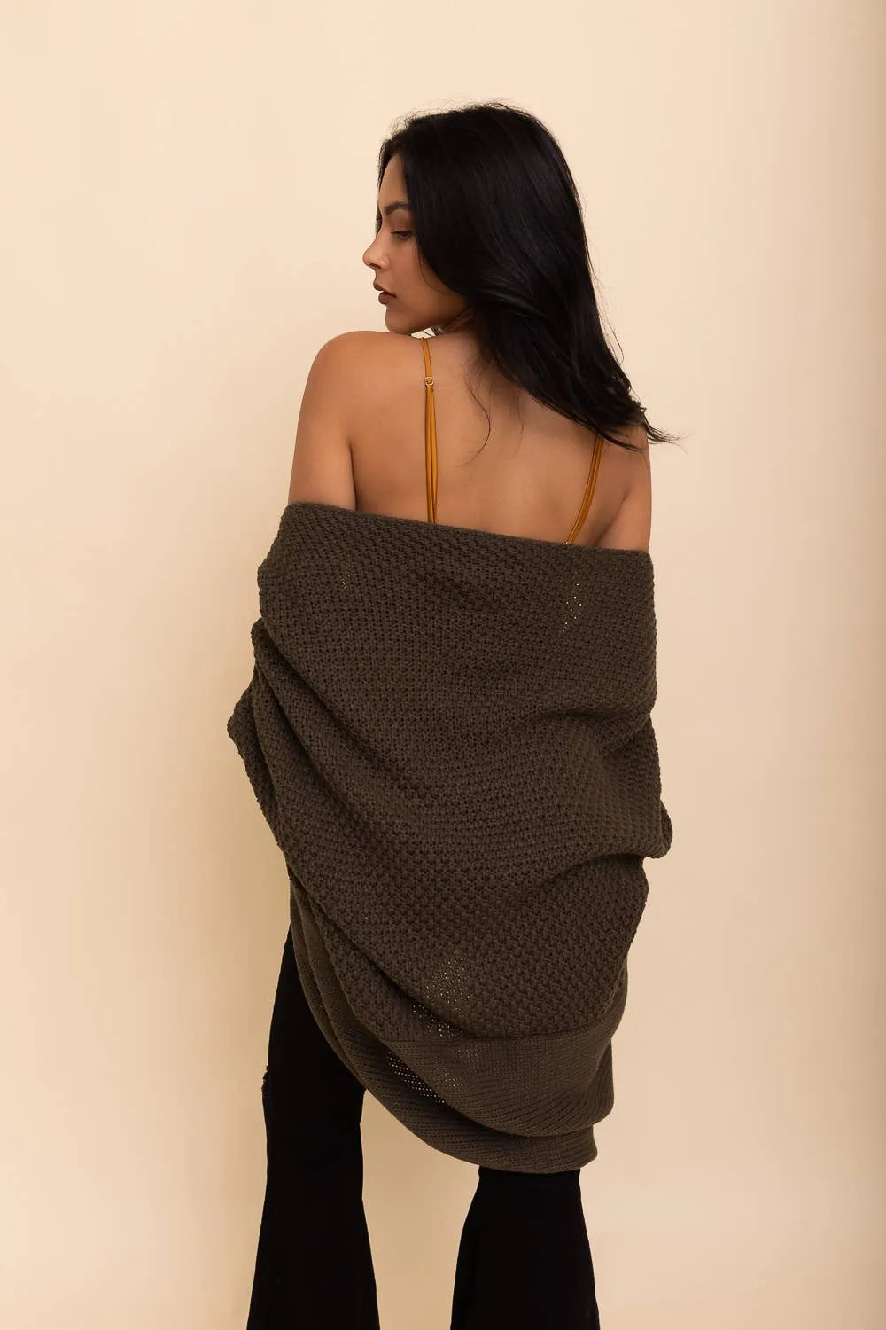 Bat Sleeve Knit Cardigan Olive *