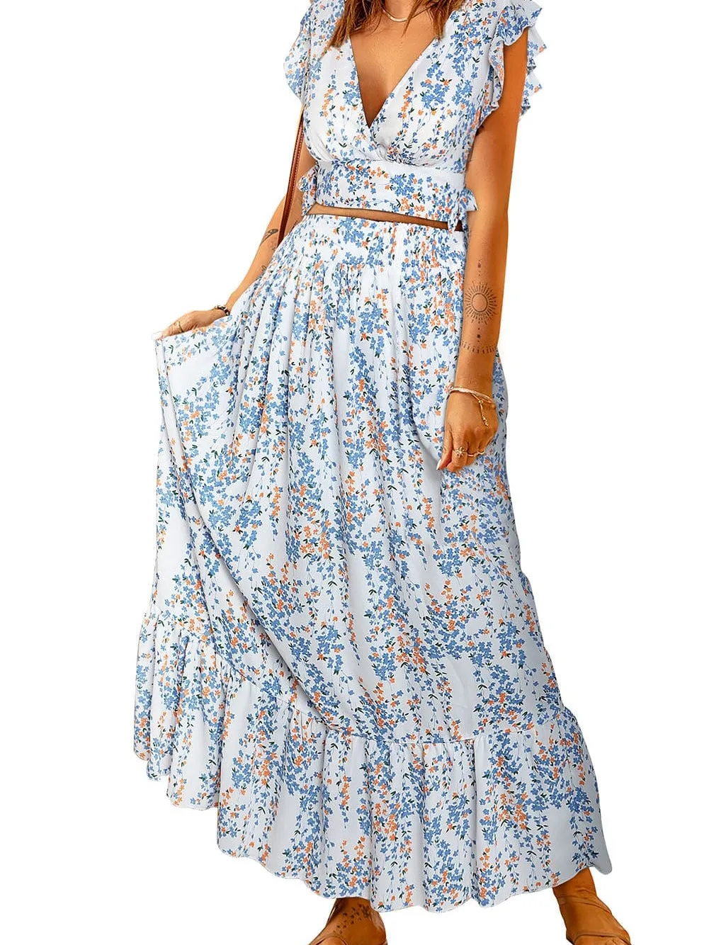 Beach-Ready Floral Print Two-Piece Set