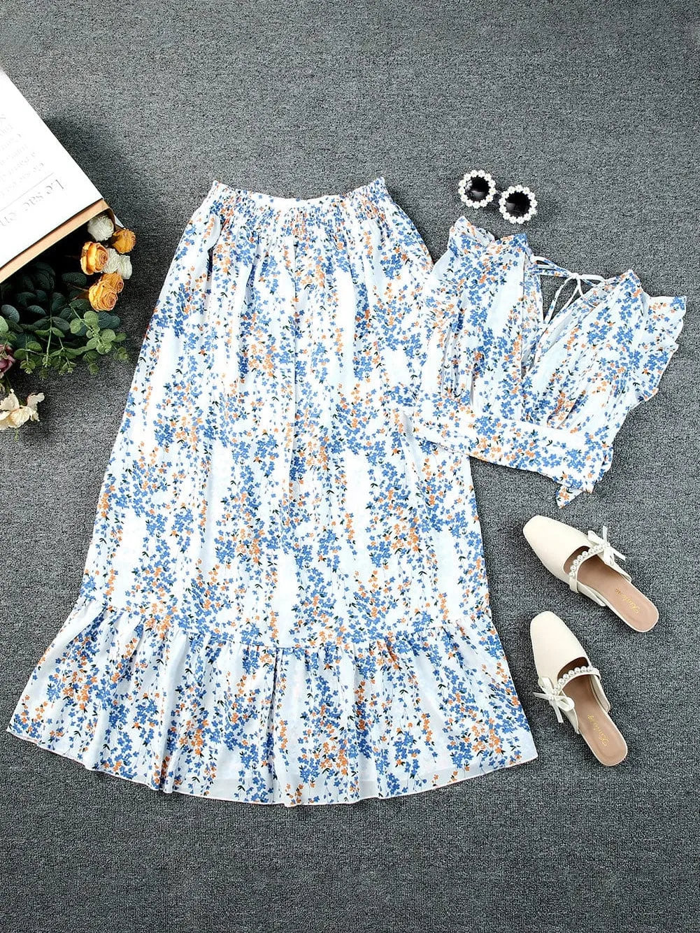 Beach-Ready Floral Print Two-Piece Set
