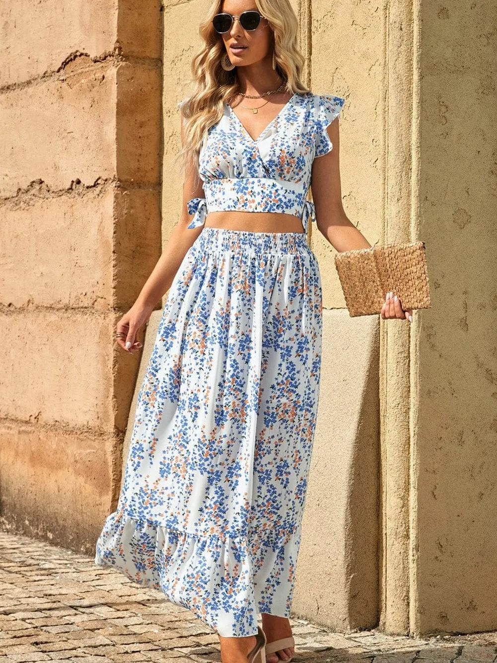 Beach-Ready Floral Print Two-Piece Set