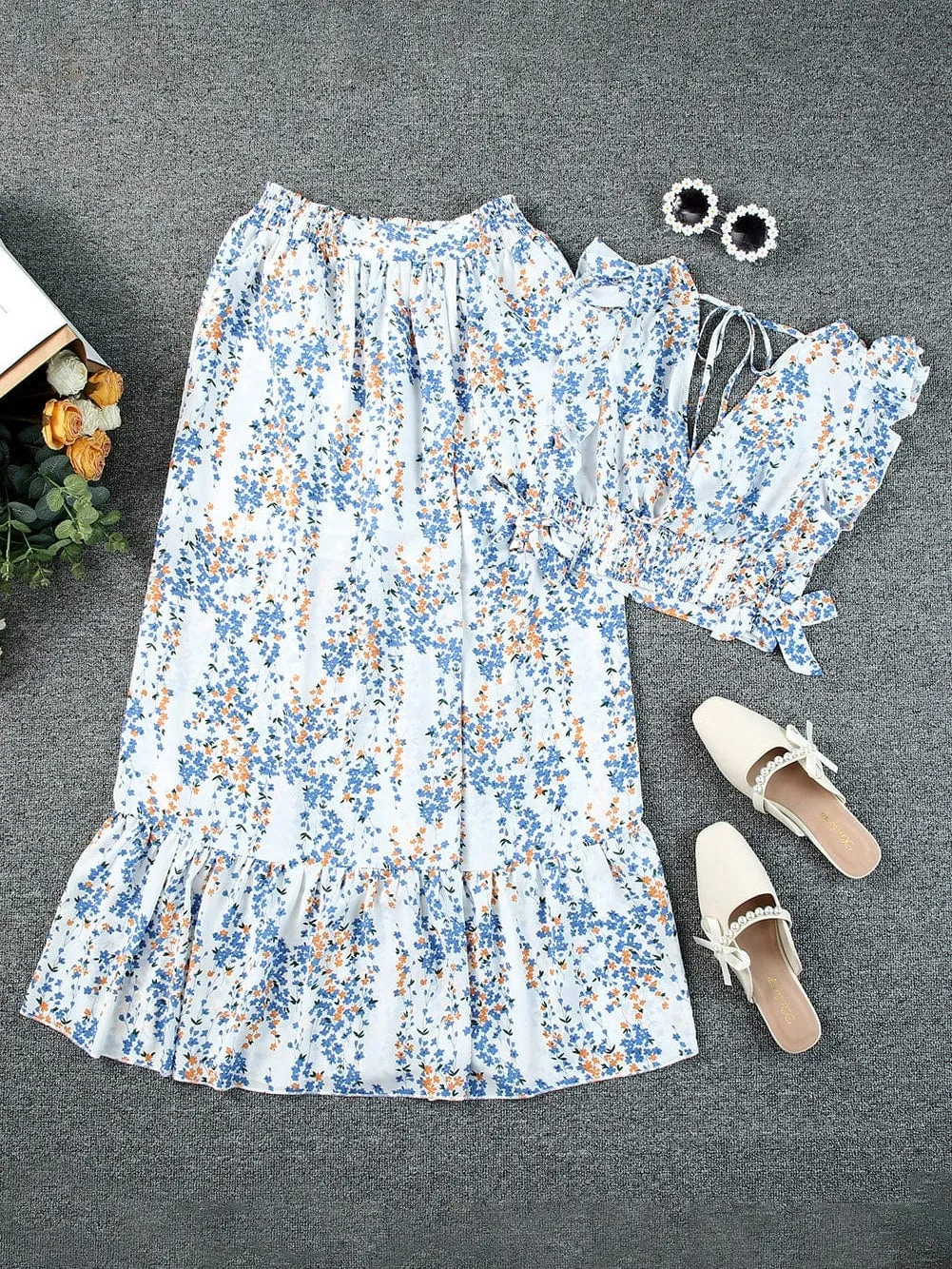 Beach-Ready Floral Print Two-Piece Set