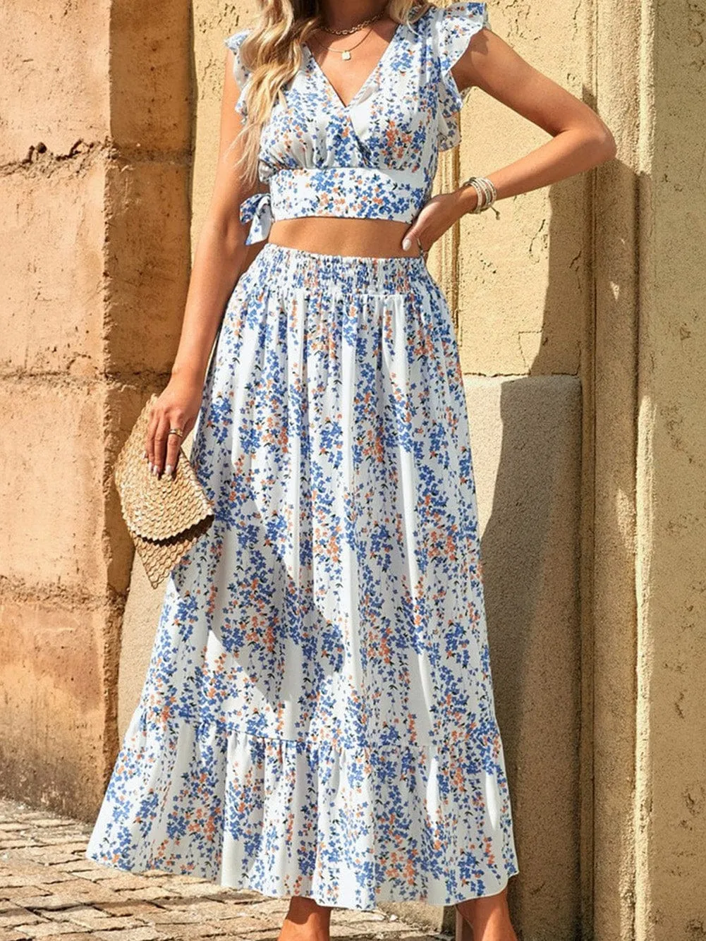 Beach-Ready Floral Print Two-Piece Set