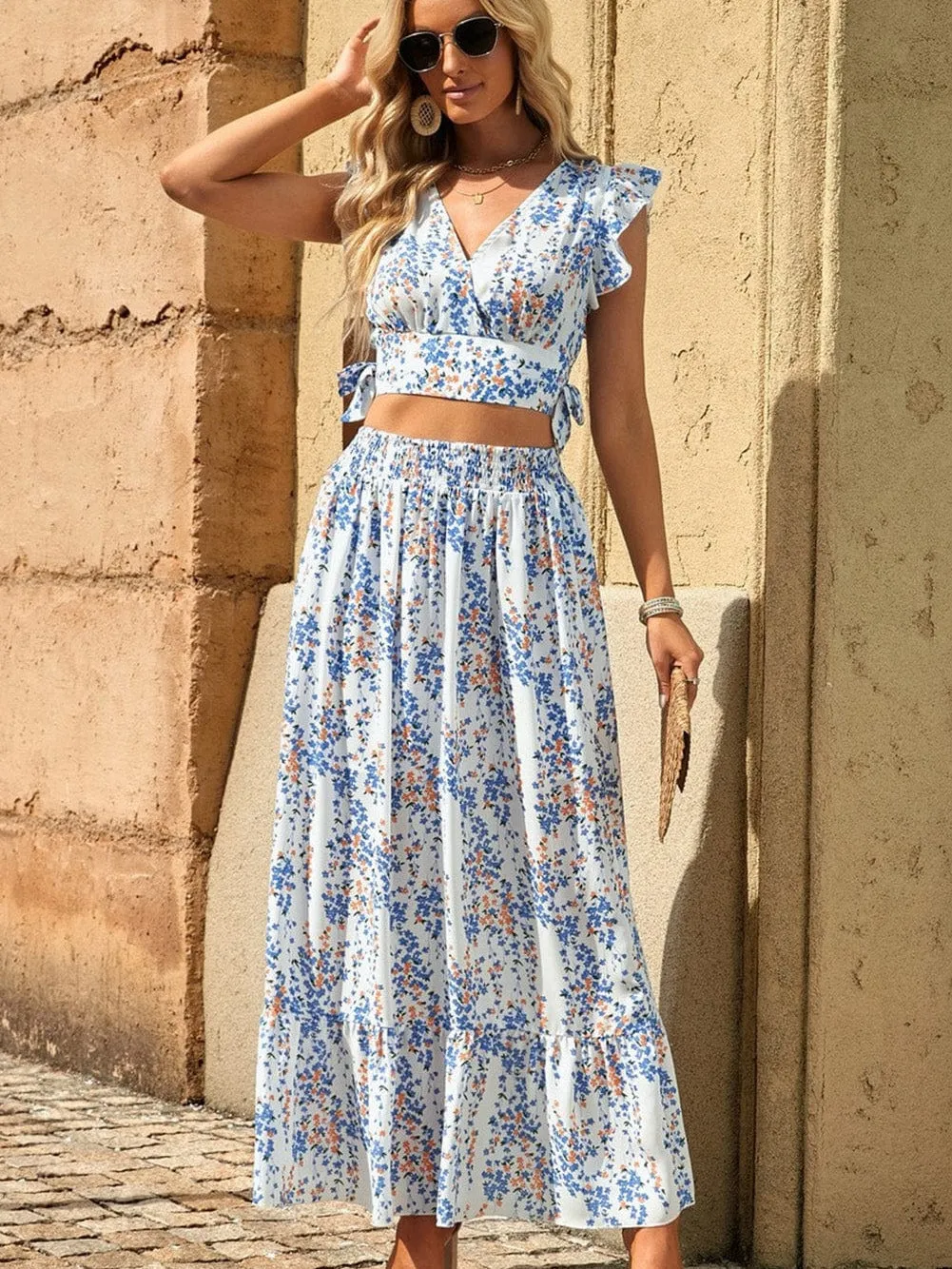 Beach-Ready Floral Print Two-Piece Set
