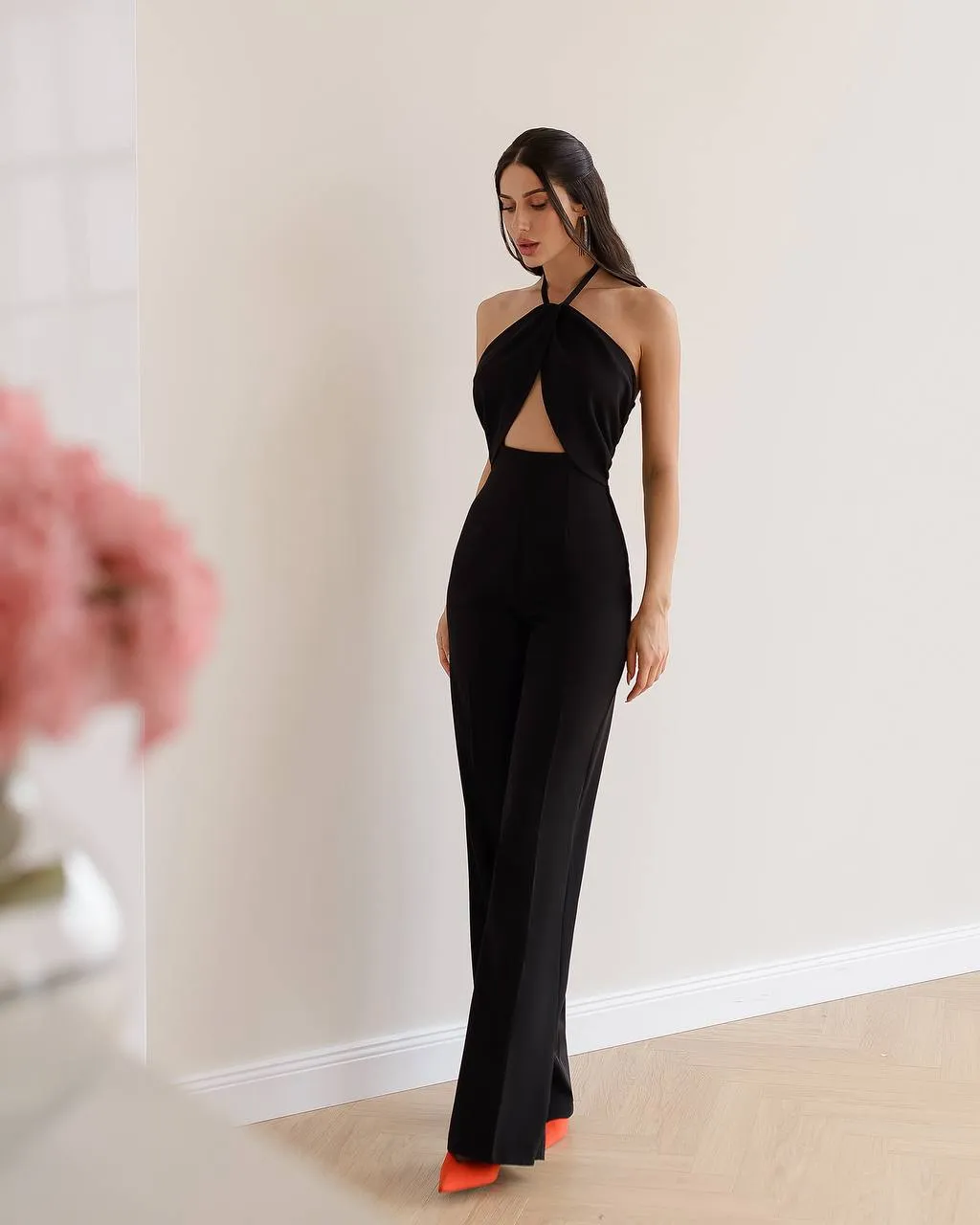 BLACK JUMPSUIT "WRAP OVER FRONT"