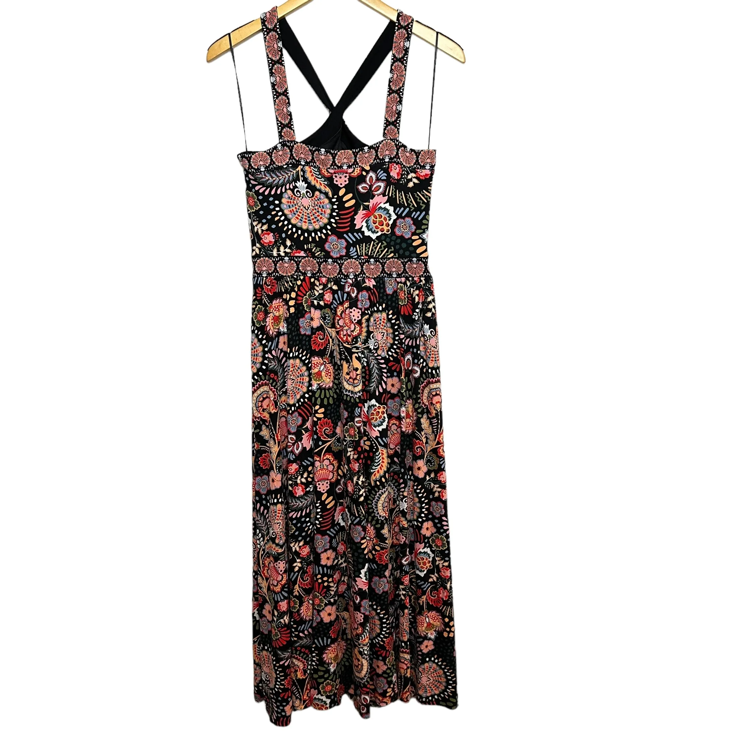 Boden Halter Neck Maxi Dress Floral Black Meadow Stretch Jersey 6