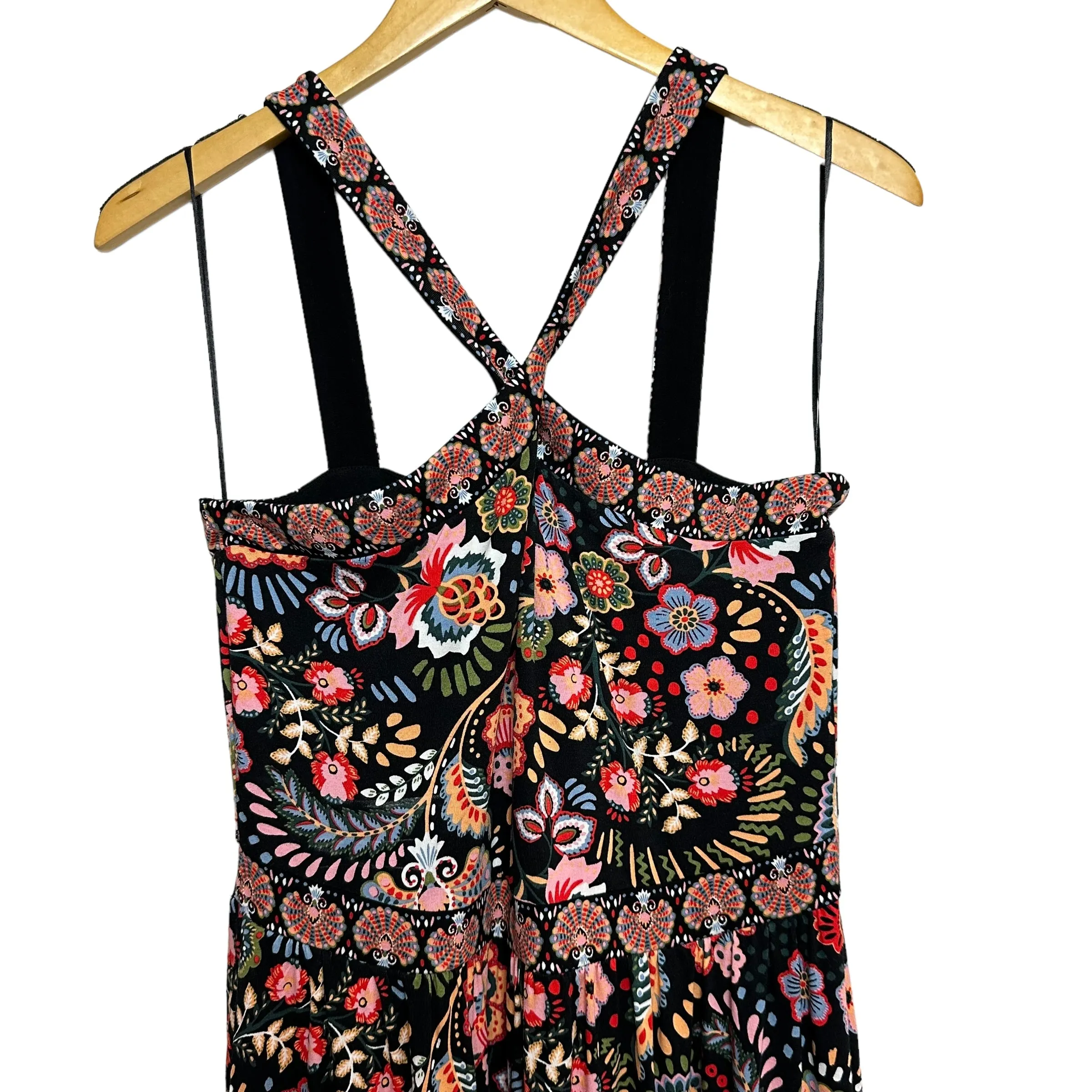 Boden Halter Neck Maxi Dress Floral Black Meadow Stretch Jersey 6