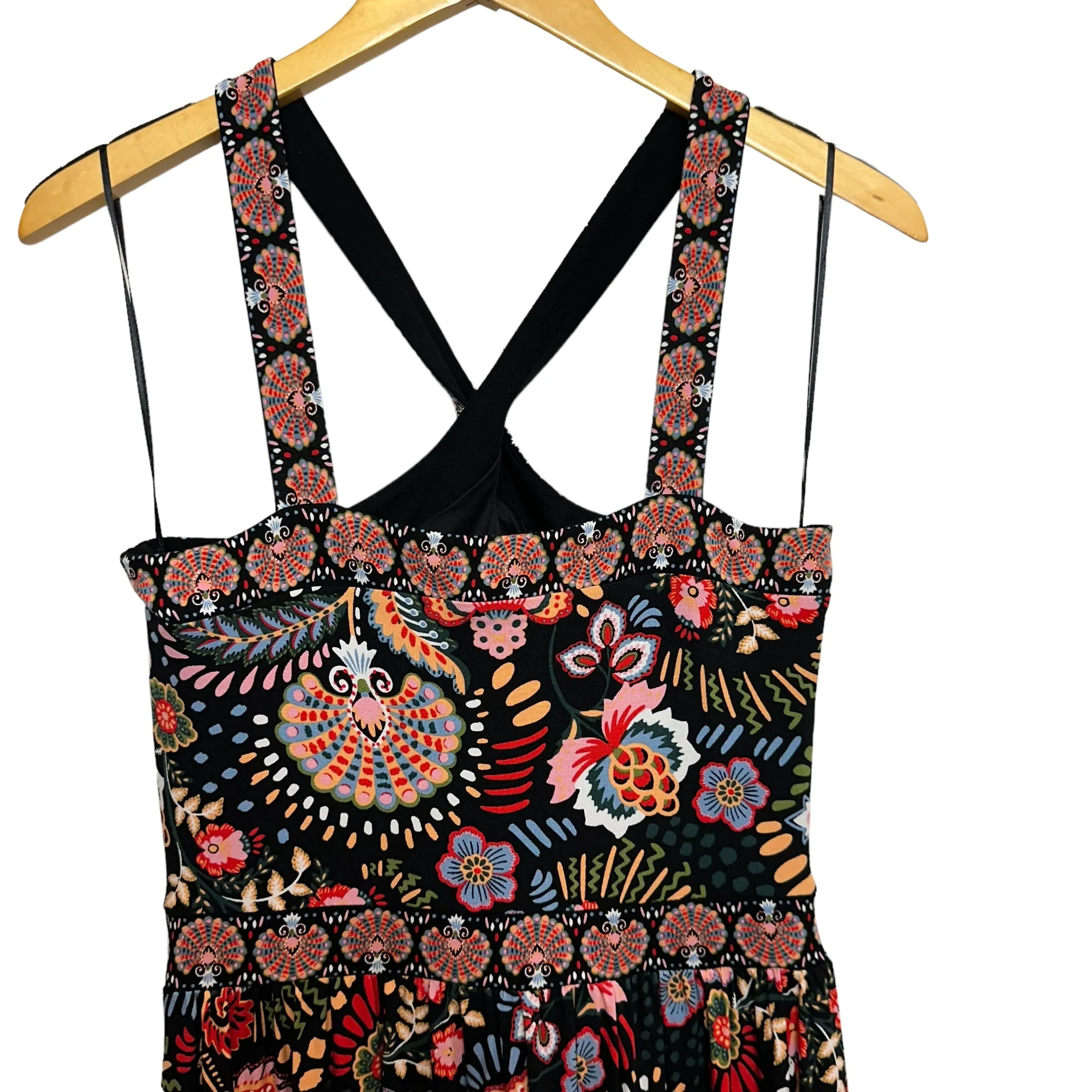 Boden Halter Neck Maxi Dress Floral Black Meadow Stretch Jersey 6
