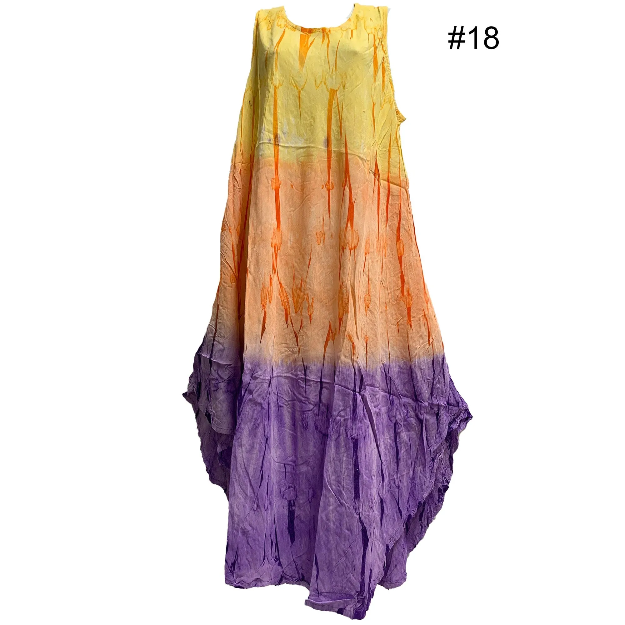 Boho Women's Plus Size Tie Dye Two Pocket Caftan Stonewashed Patio House Dress Sundress