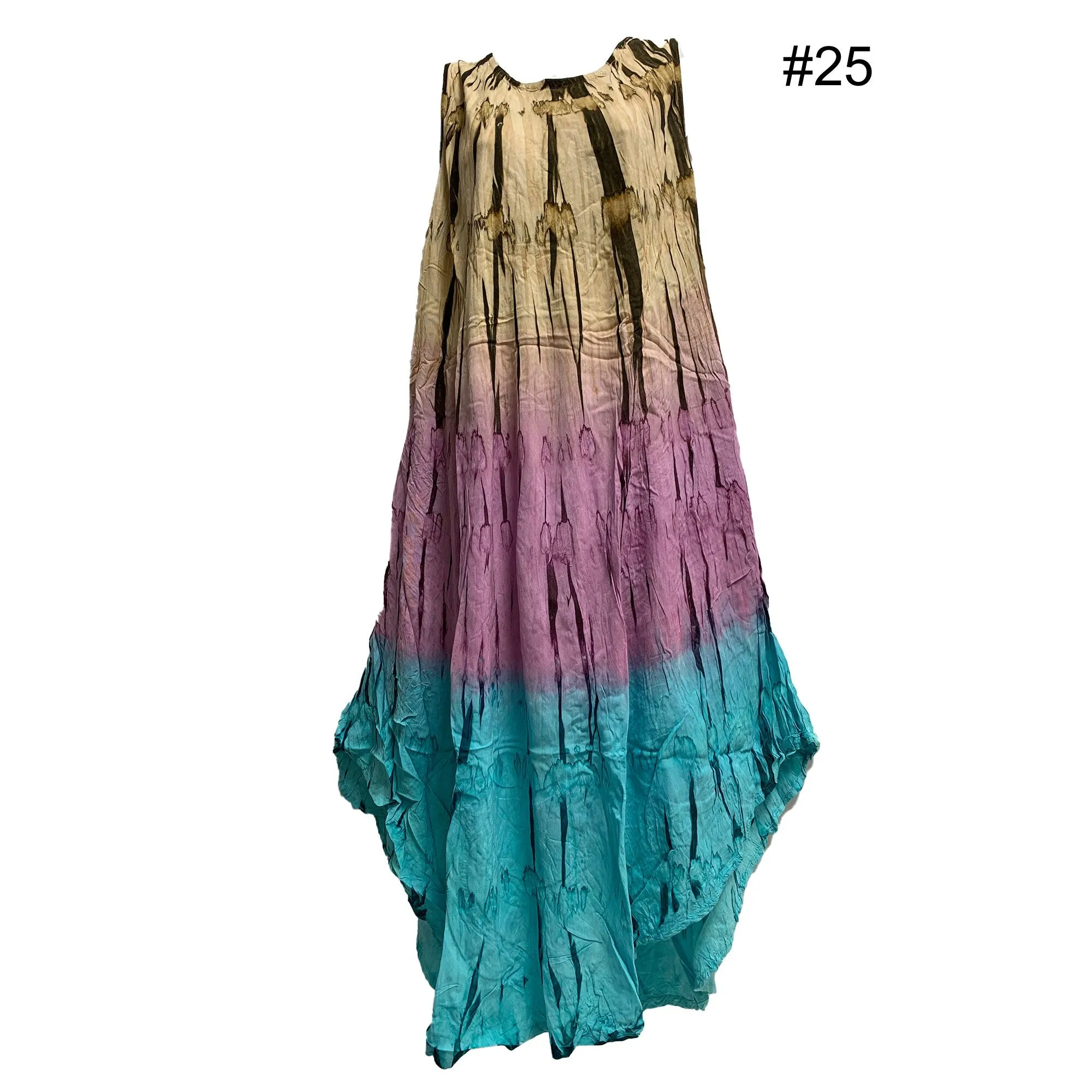 Boho Women's Plus Size Tie Dye Two Pocket Caftan Stonewashed Patio House Dress Sundress