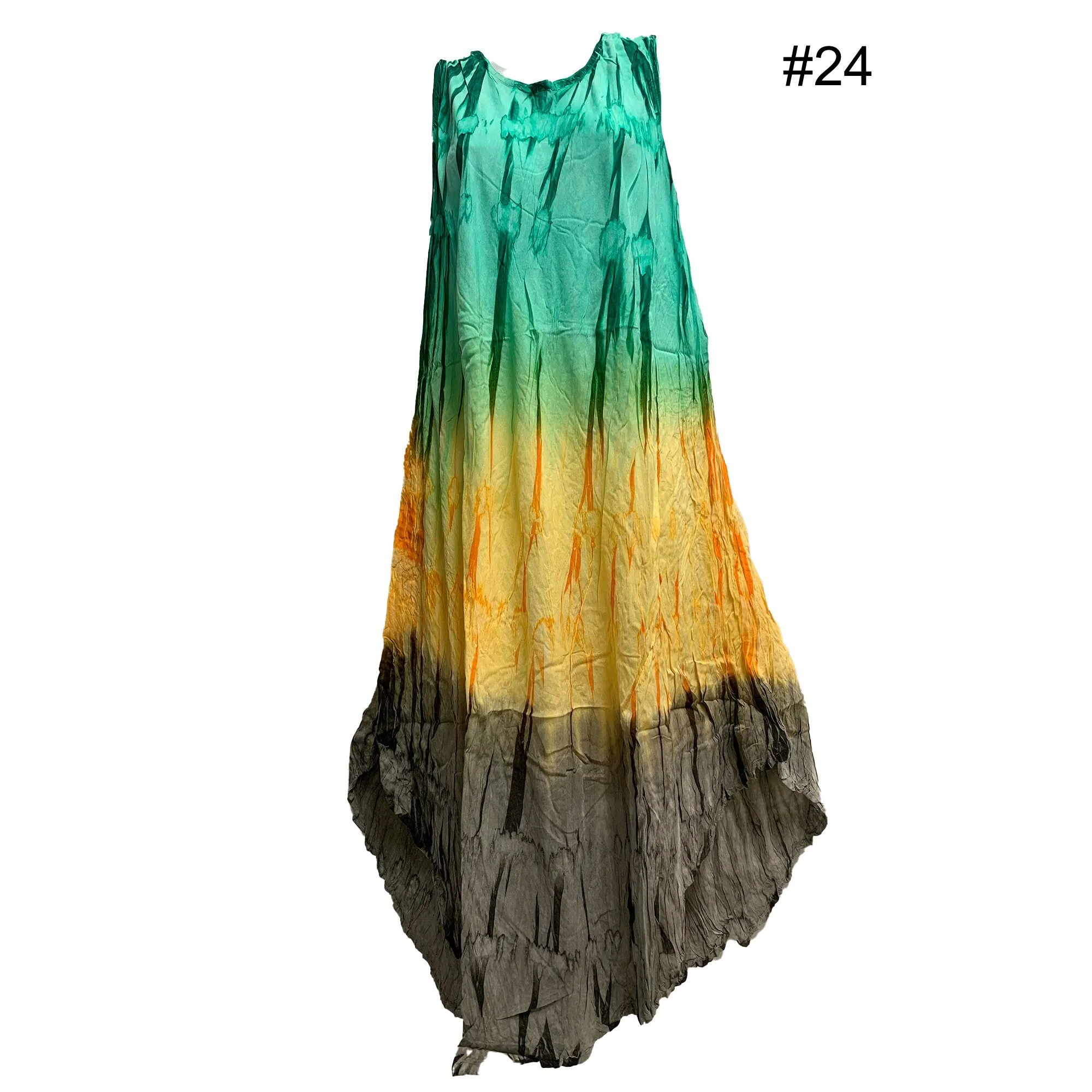 Boho Women's Plus Size Tie Dye Two Pocket Caftan Stonewashed Patio House Dress Sundress