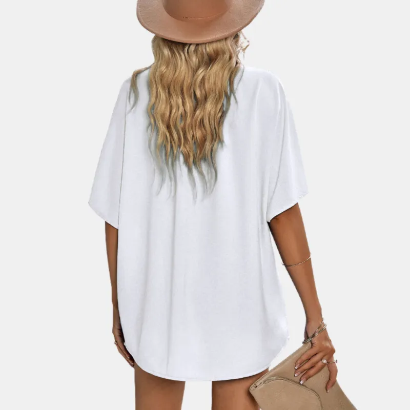 Button Up Shirt Short Sleeve White Blouse