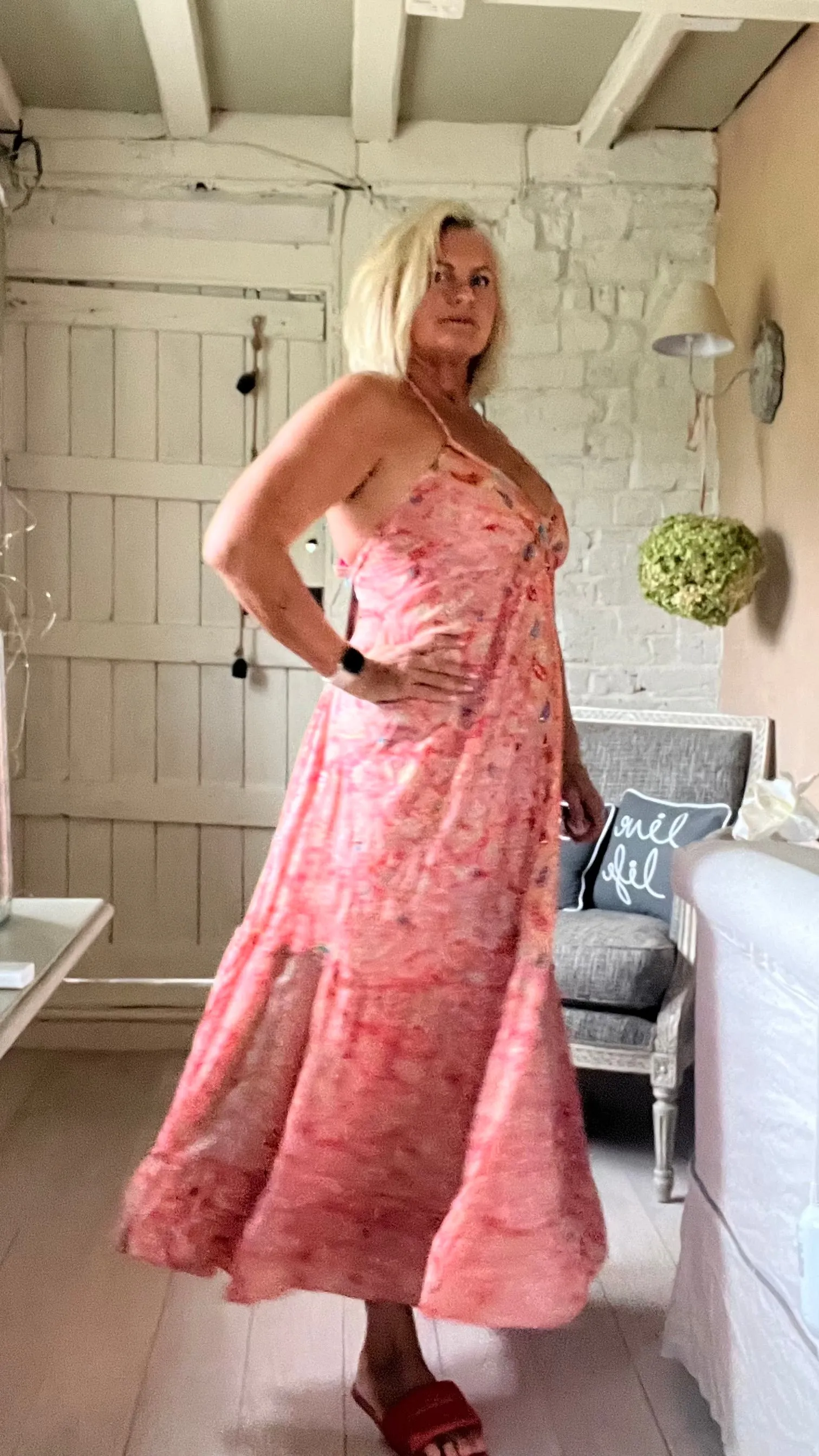Capri backless sundress in Coral