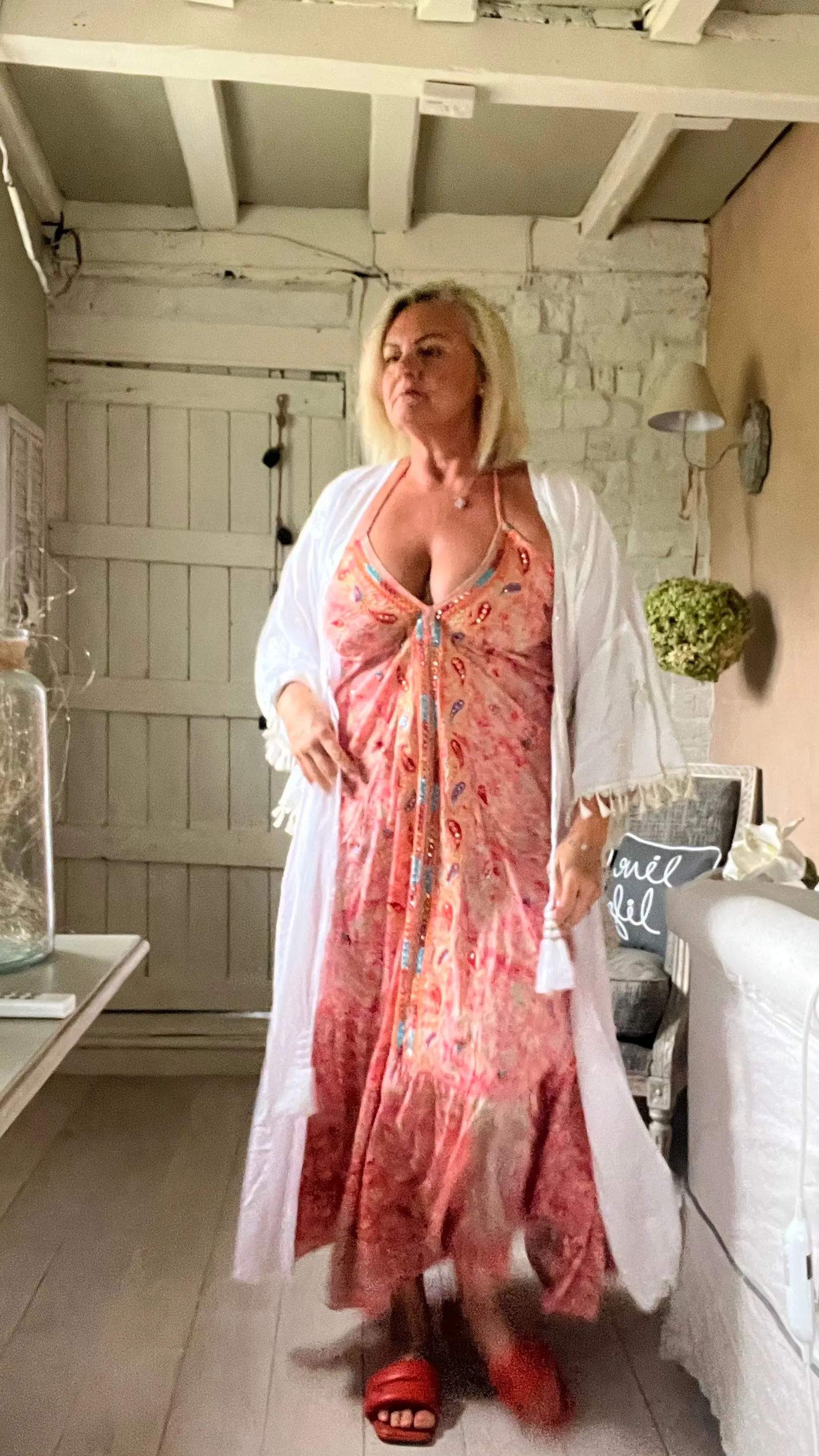 Capri backless sundress in Coral