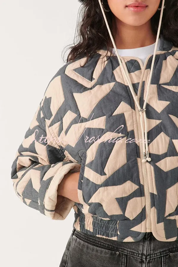Chrissa Unique Printed Casual Long Sleeve Pocket Cotton Jacket