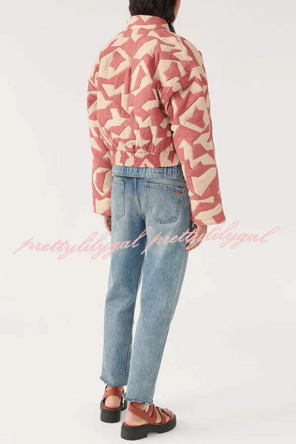 Chrissa Unique Printed Casual Long Sleeve Pocket Cotton Jacket