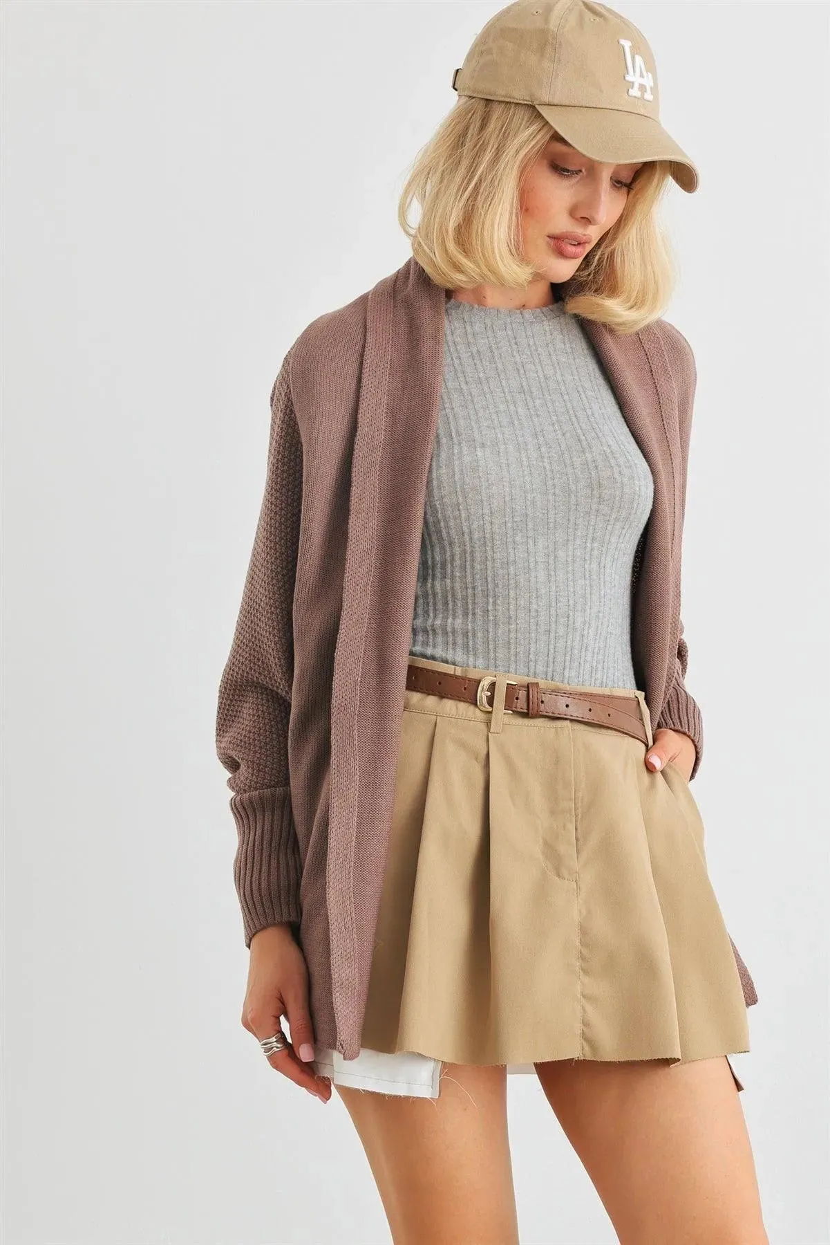 Cocoa Knit Batwing Sleeve Open Front Cardigan