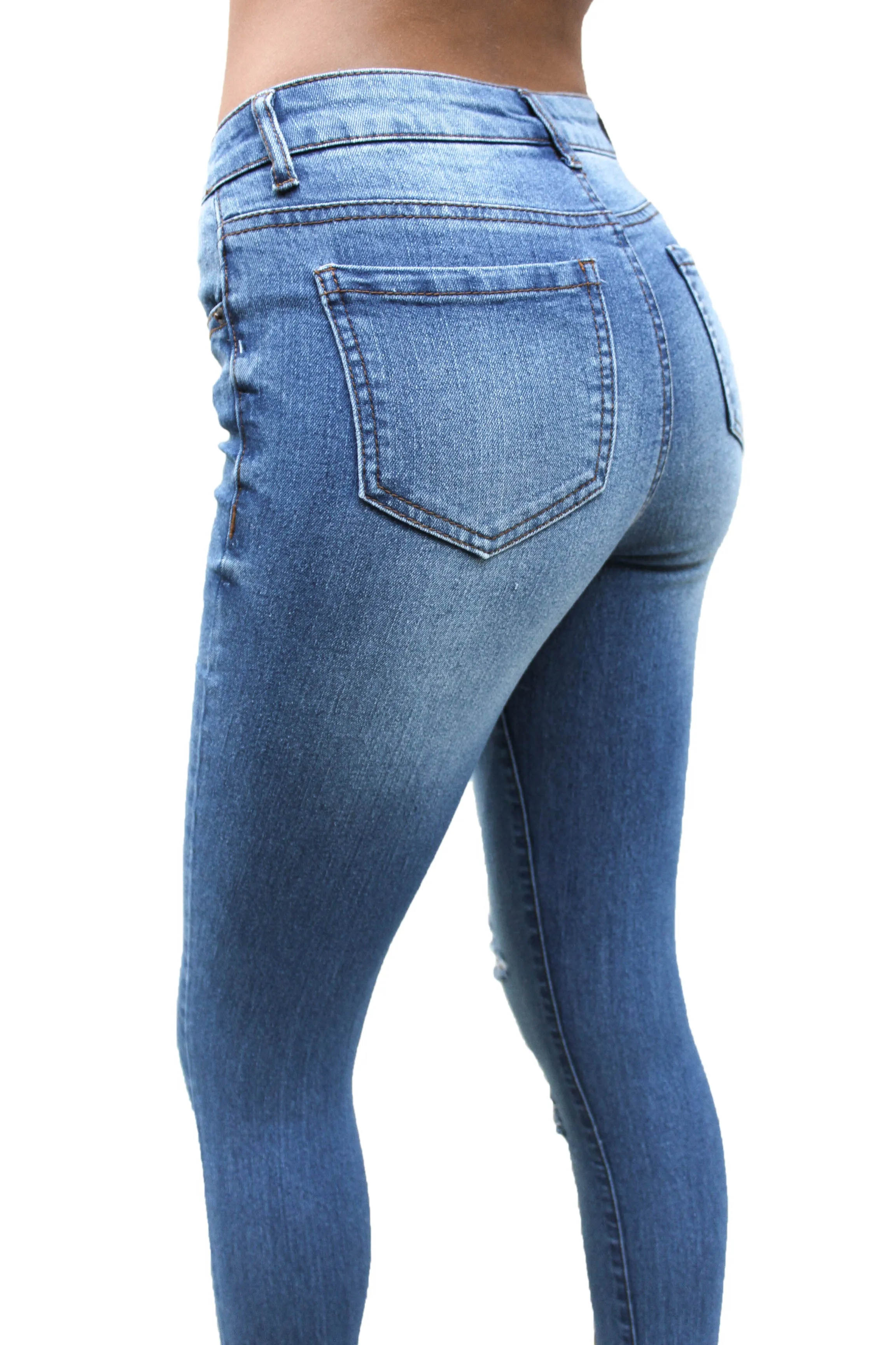 DP9864 CiSono Mid Rise Ripped Sculpting Denim Jeans