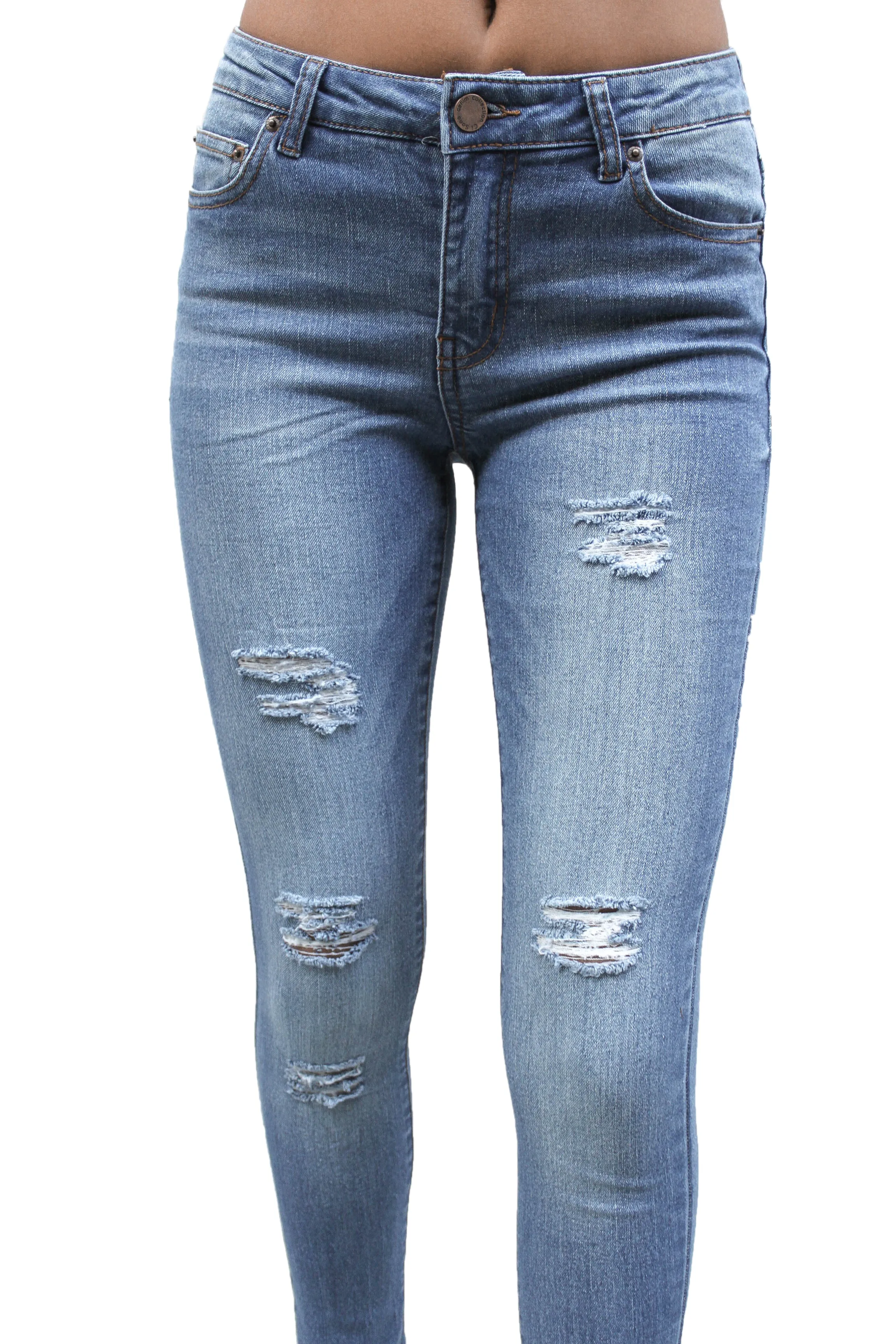 DP9864 CiSono Mid Rise Ripped Sculpting Denim Jeans