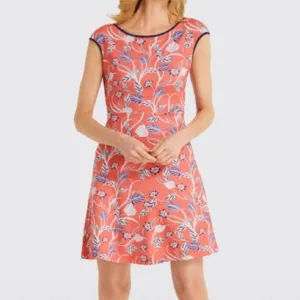 Draper James Floral Ponte Short Cap Sleeve Flattering Short Dress (Large)