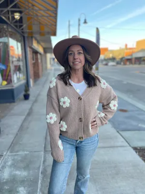 Drop Shoulder Floral Cardigan