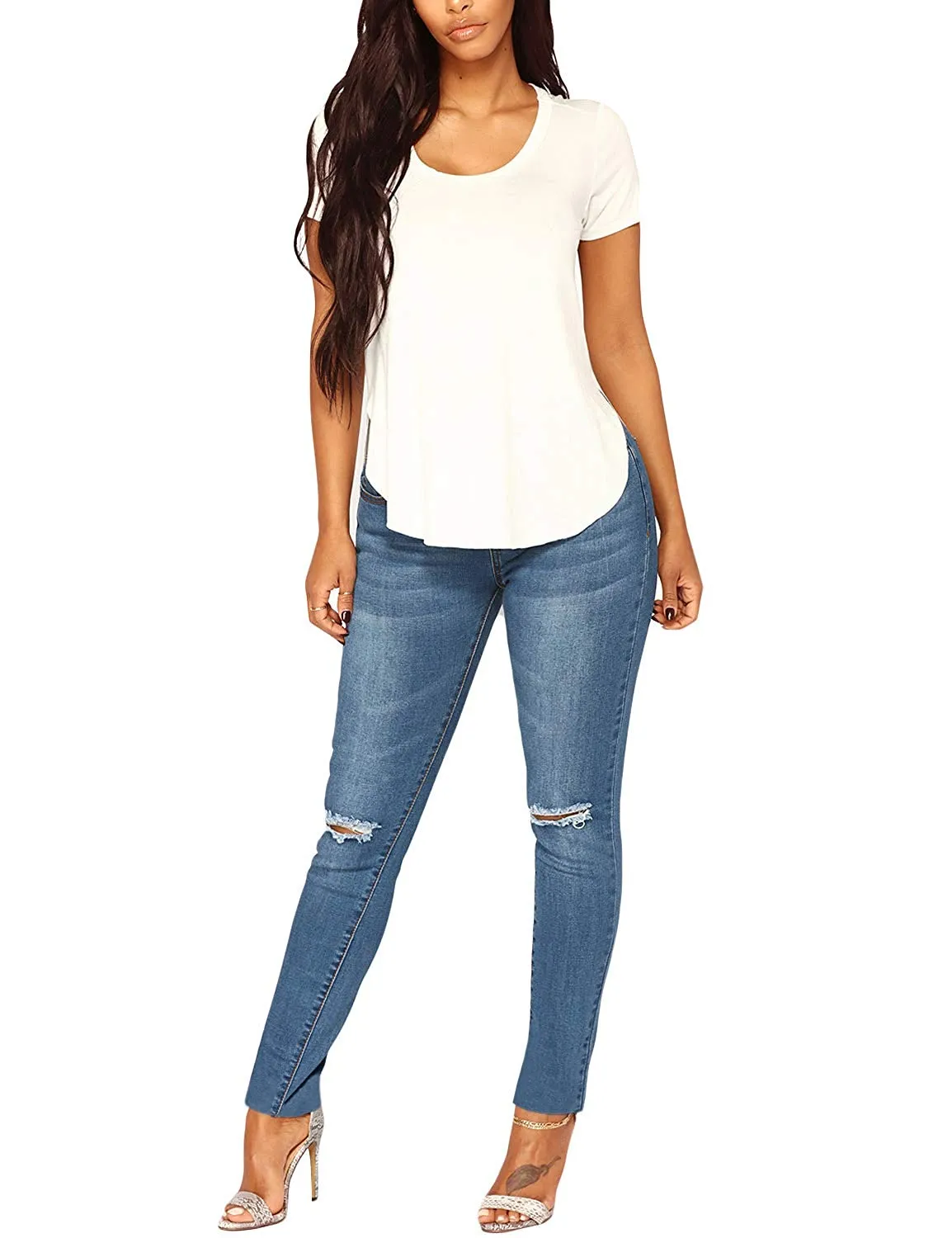 Elastic Waist Stretchy Skinny Jeans