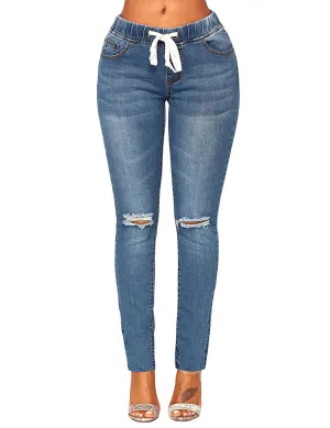 Elastic Waist Stretchy Skinny Jeans