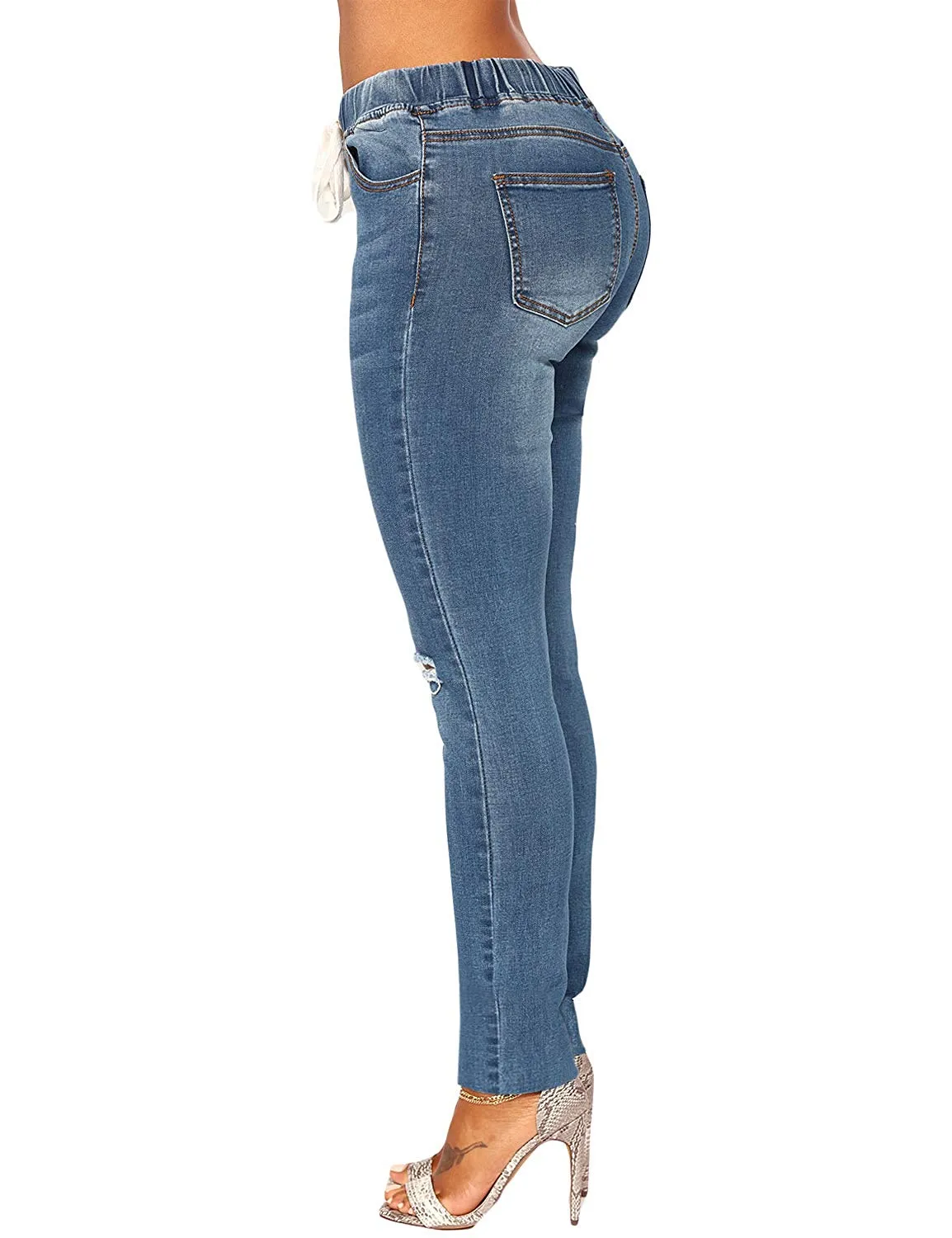 Elastic Waist Stretchy Skinny Jeans