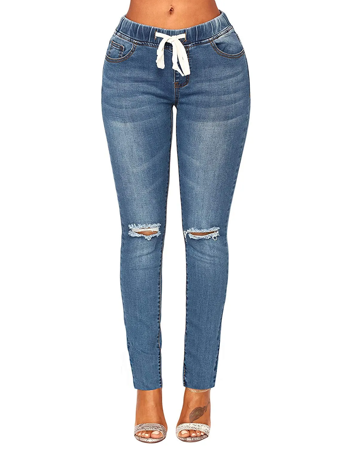 Elastic Waist Stretchy Skinny Jeans