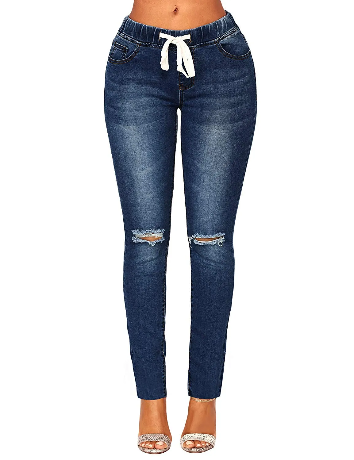 Elastic Waist Stretchy Skinny Jeans