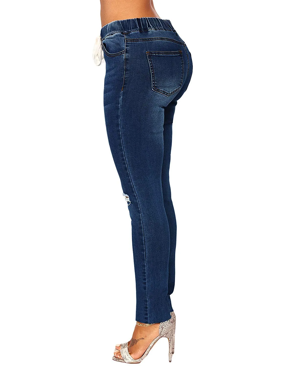 Elastic Waist Stretchy Skinny Jeans