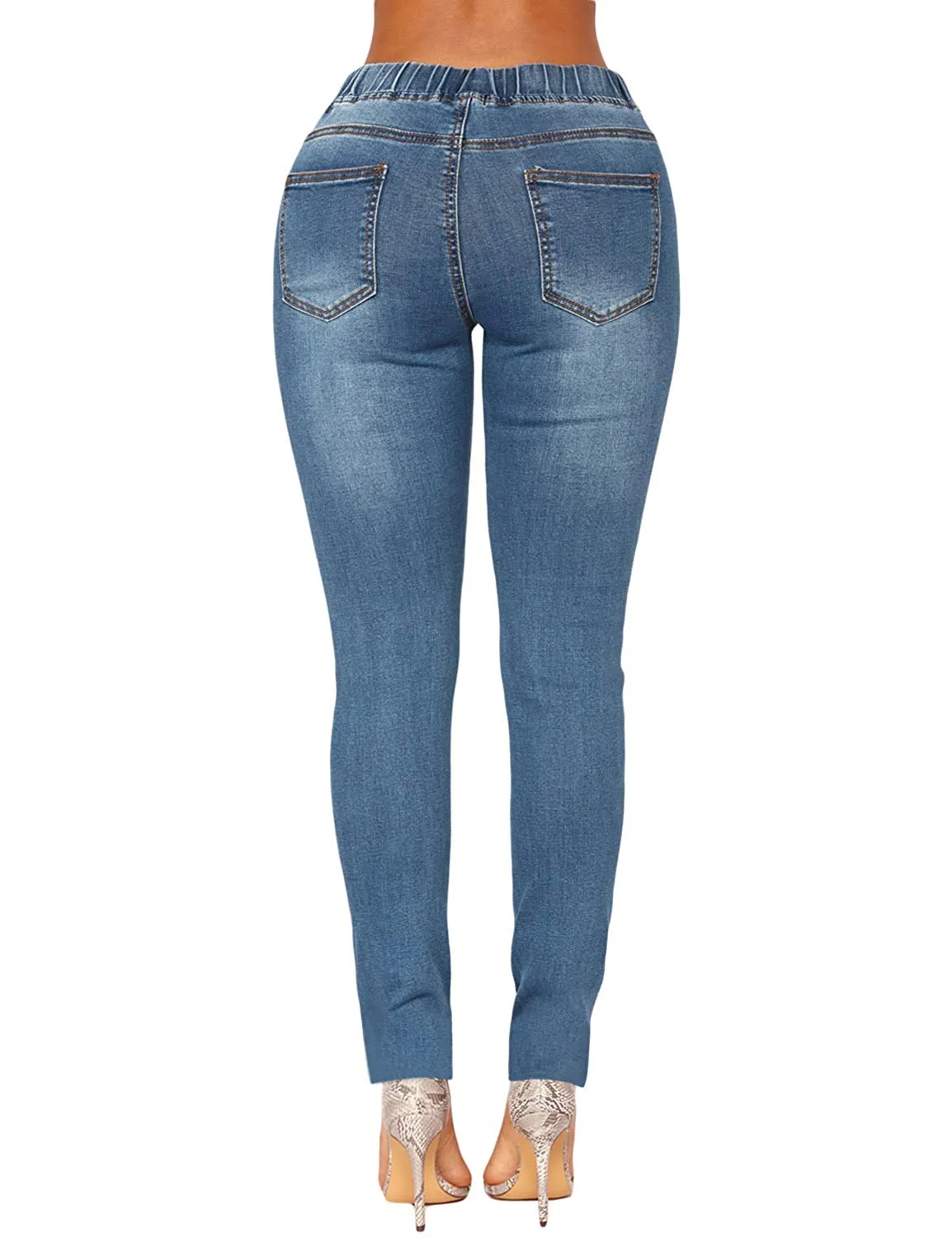 Elastic Waist Stretchy Skinny Jeans