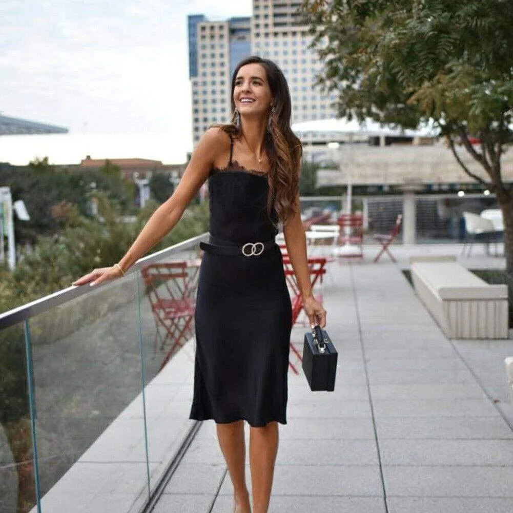 FashionSierra - New Fashion Women Lace Sleeveless Sling Dress Elegant Ladies Casual Summer Beach Evening Party Long Sundress