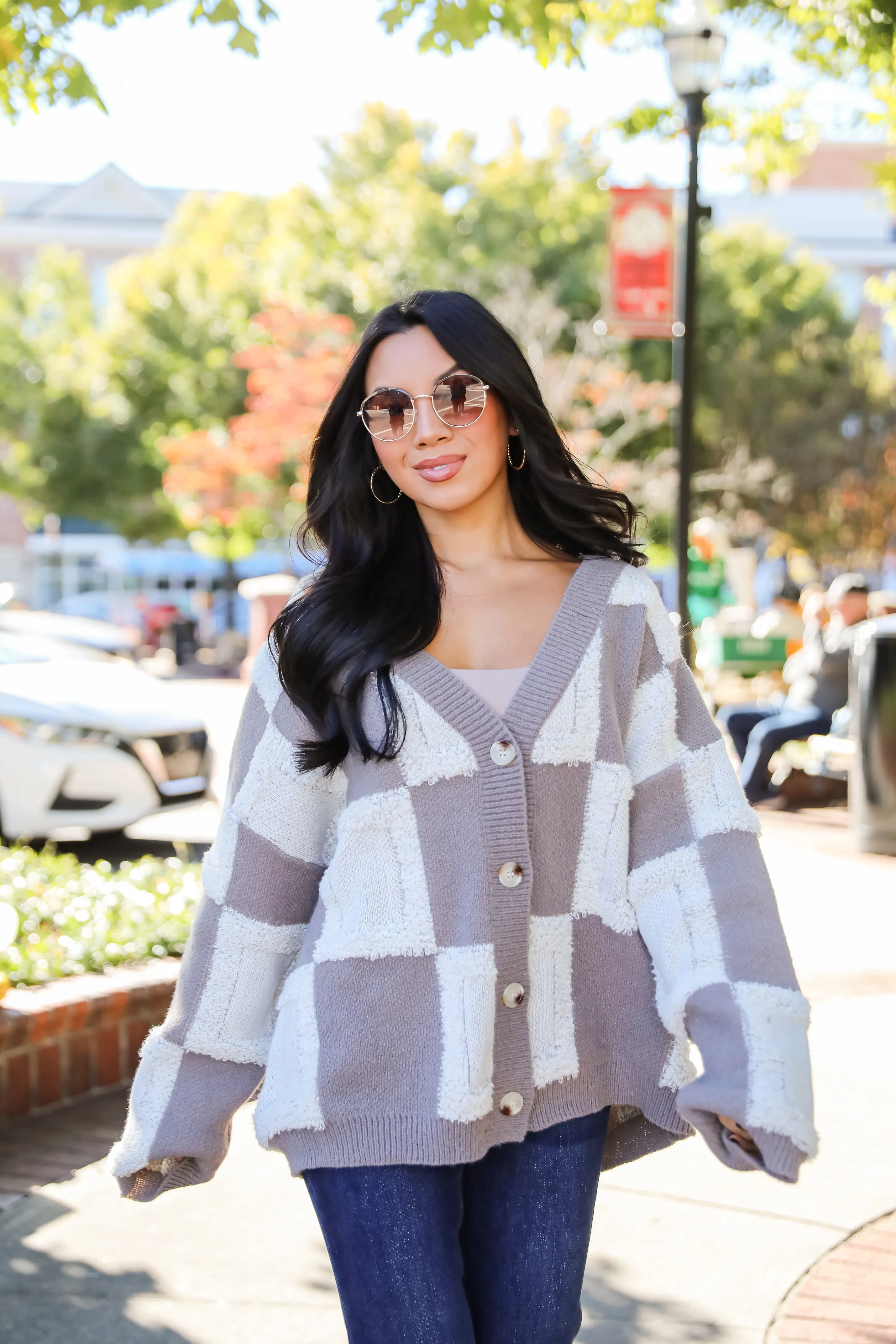 FINAL SALE - Wanna Be Close Checkered Sweater Cardigan