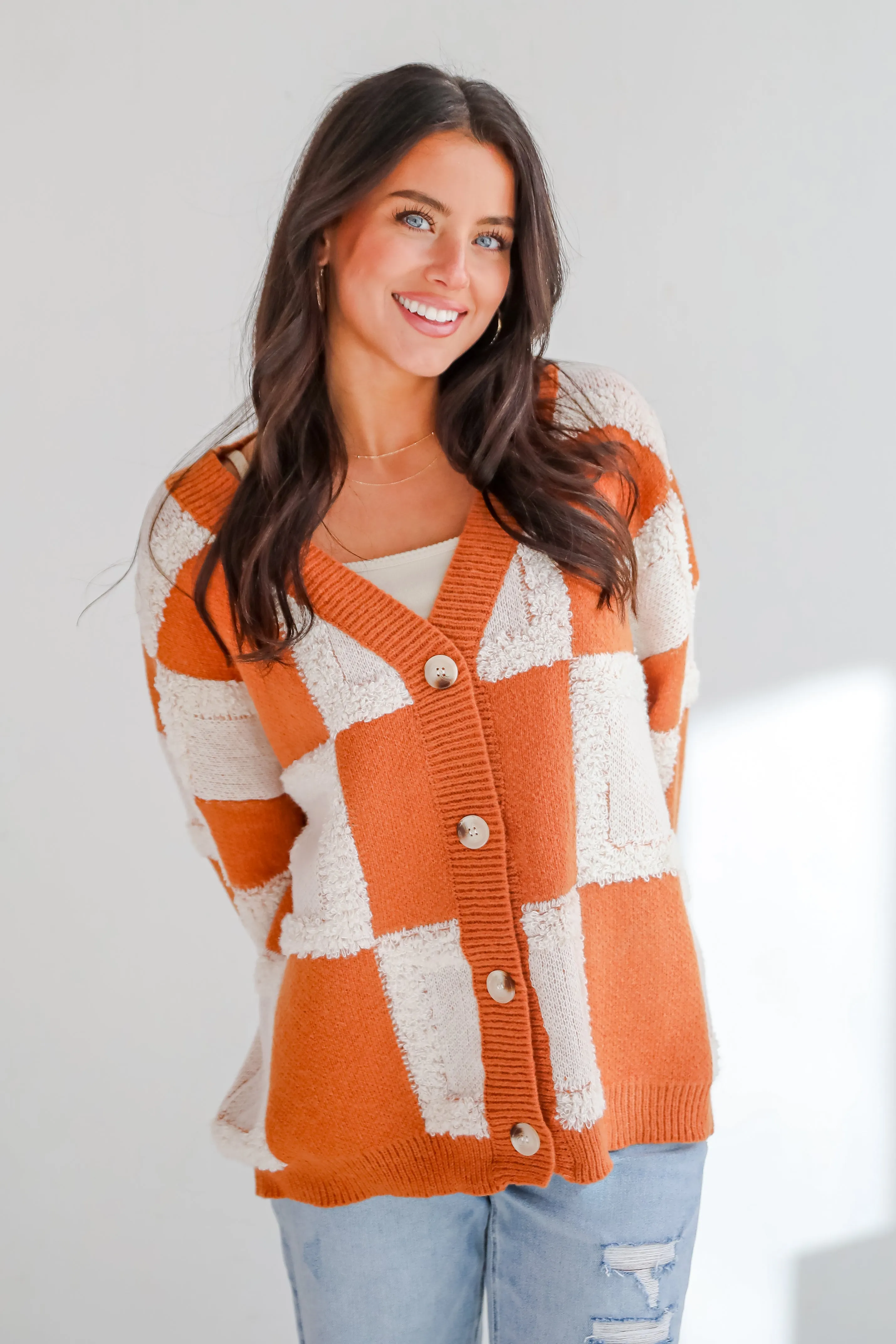 FINAL SALE - Wanna Be Close Checkered Sweater Cardigan