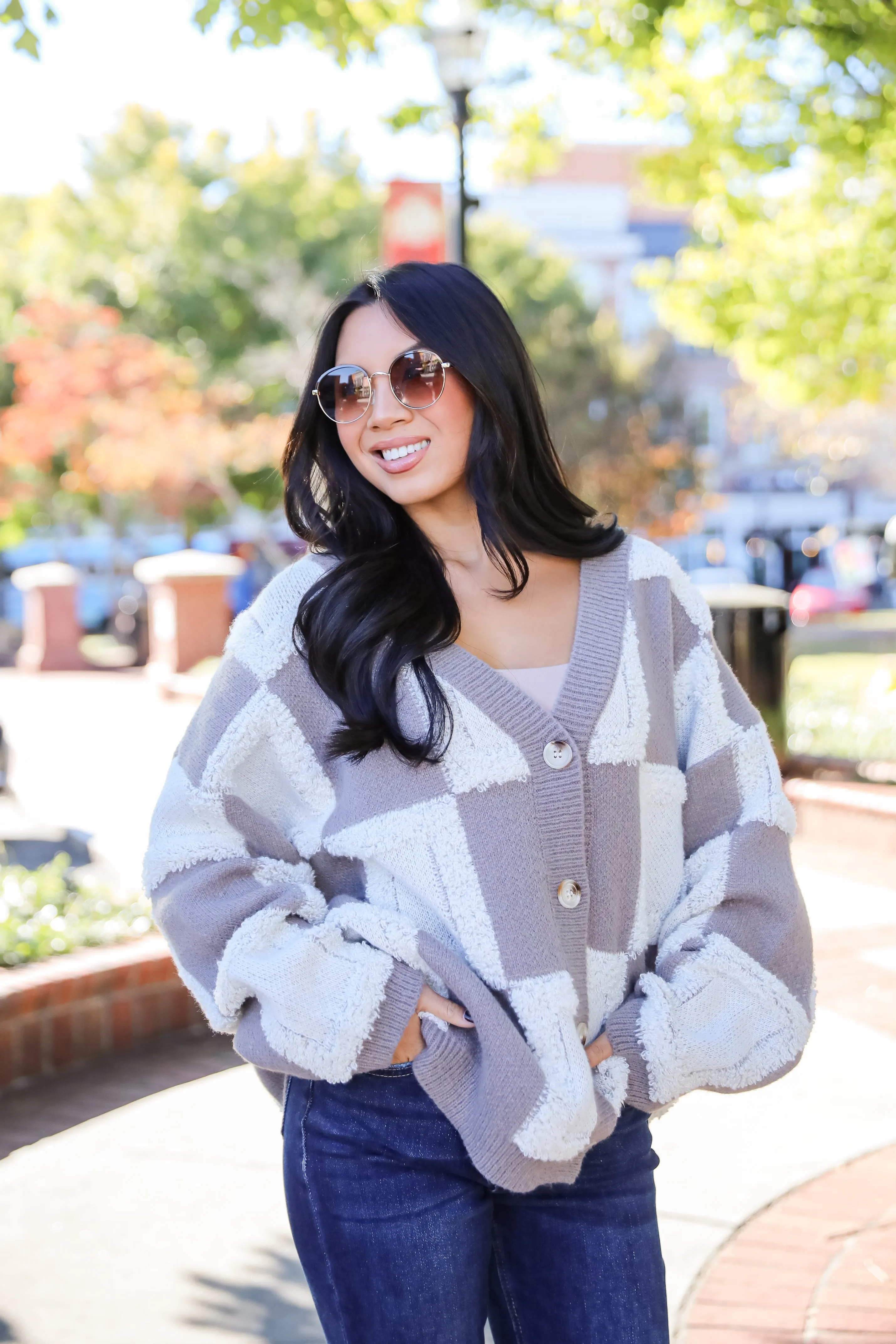 FINAL SALE - Wanna Be Close Checkered Sweater Cardigan